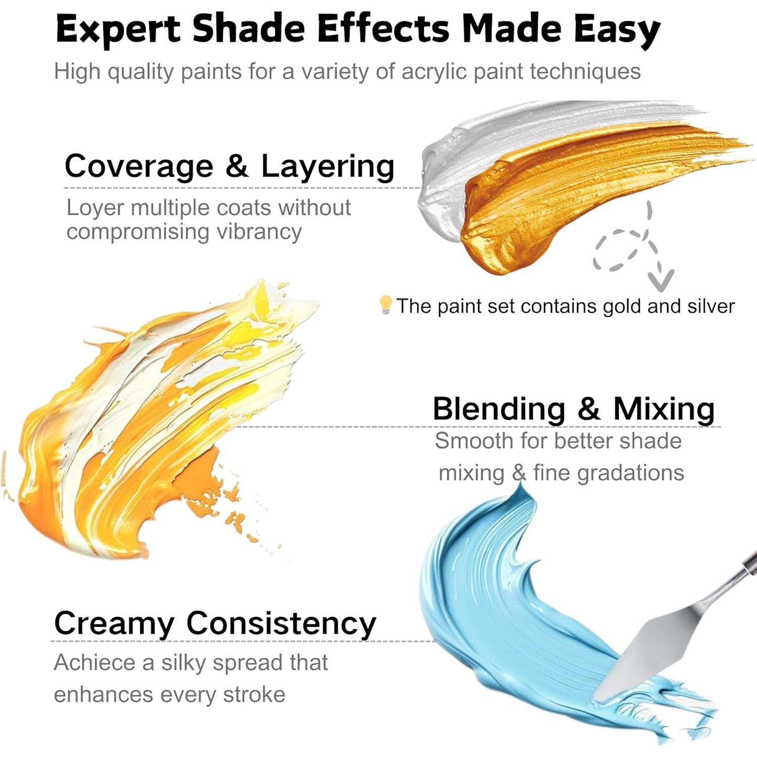 Juego de Pintura Acrílica HUAL 24 Colores 60ml con Pinceles