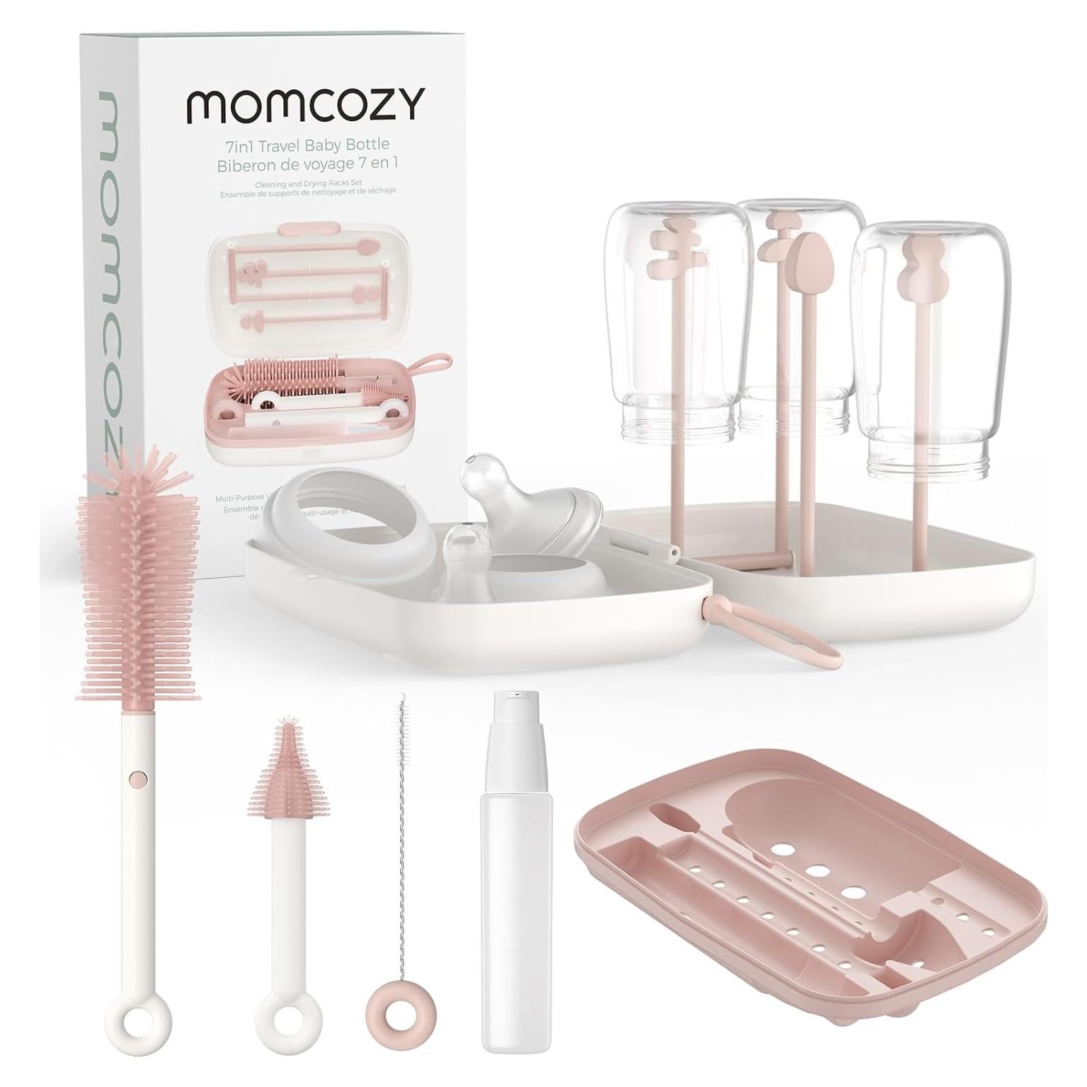 Juego de Cepillos para Botellas Momcozy 7 en 1 Rosa