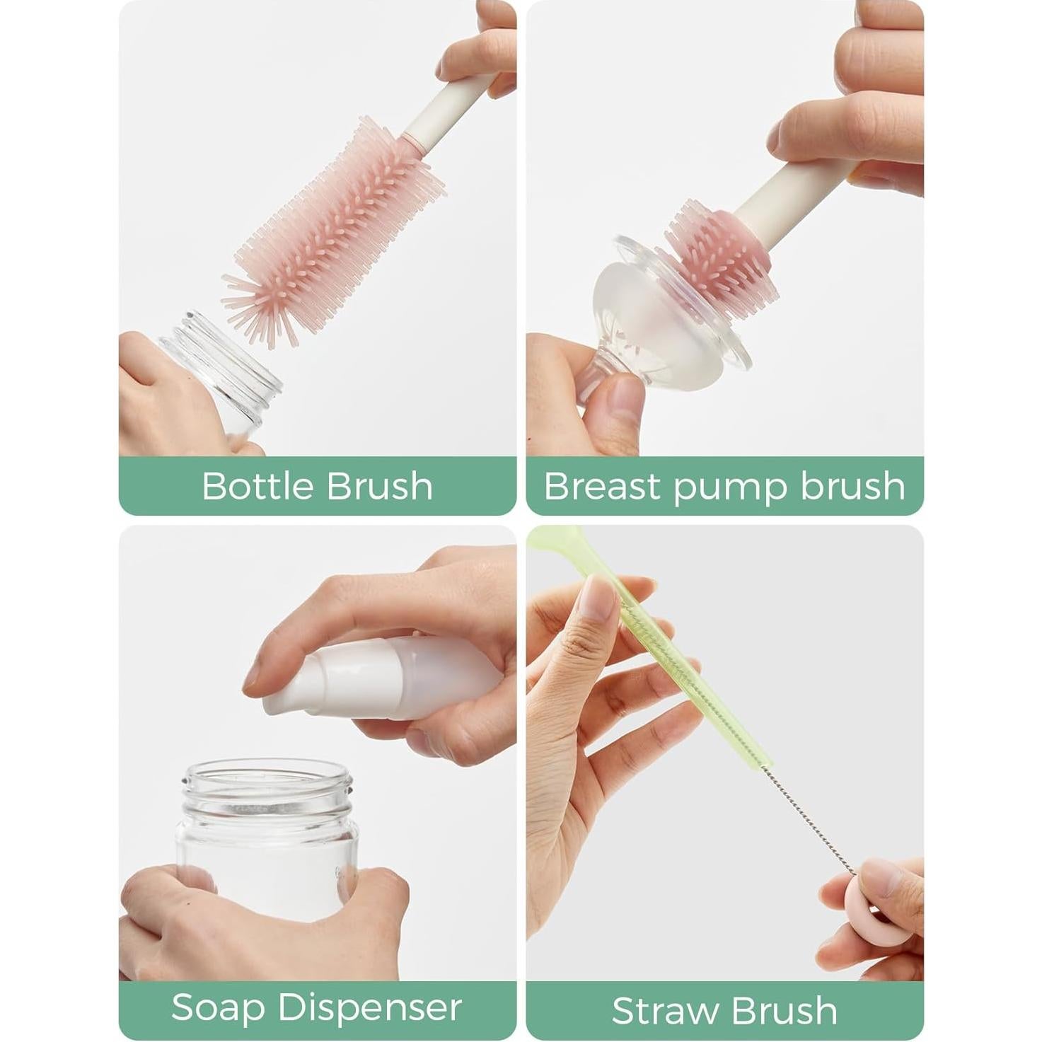 Juego de Cepillos para Botellas Momcozy 7 en 1 Rosa