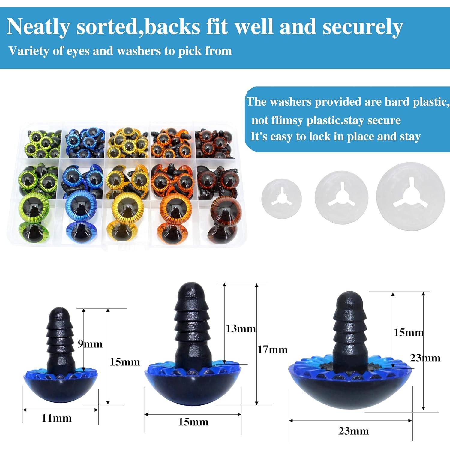 Ojos de Seguridad BESTCYC 160pcs 3 Tamaños 5 Colores