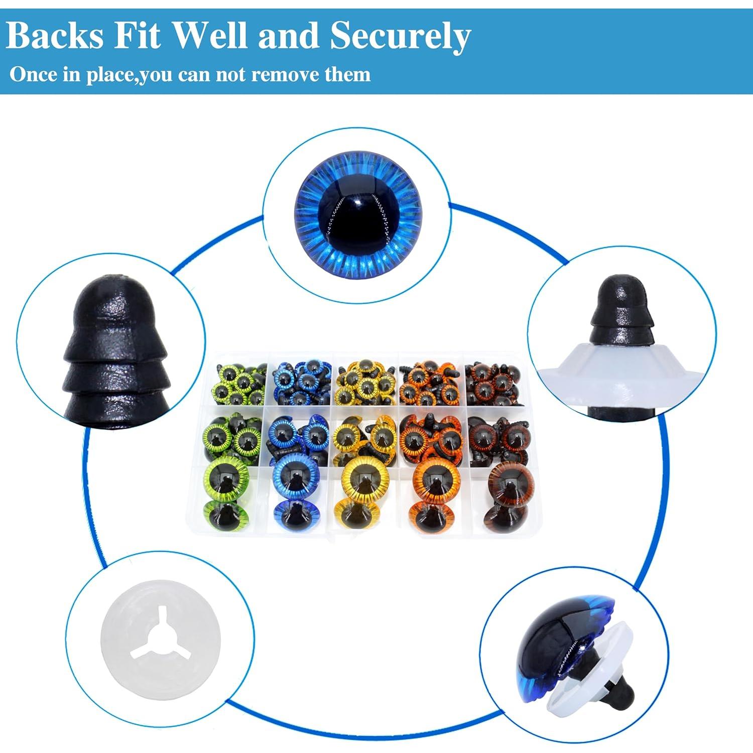 Ojos de Seguridad BESTCYC 160pcs 3 Tamaños 5 Colores