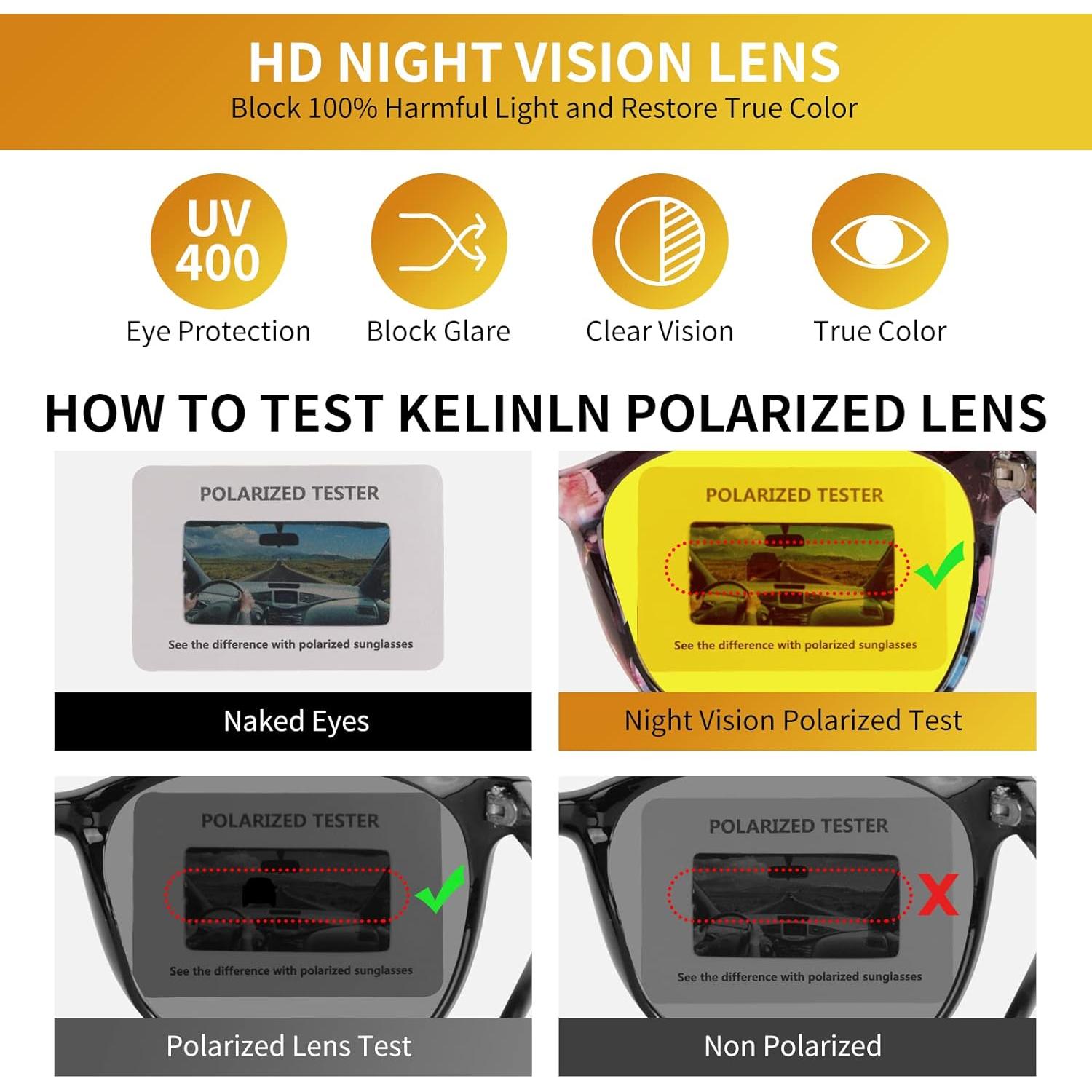 Gafas de Conducción Kelinln Polarizadas Nocturnas HD