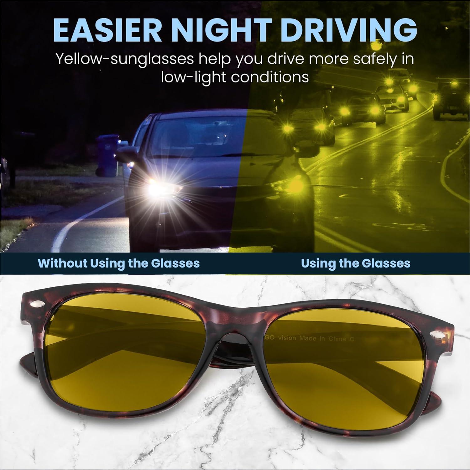 Gafas de Conducir de Noche Yogo Vision - Paquete de 3 Unisex