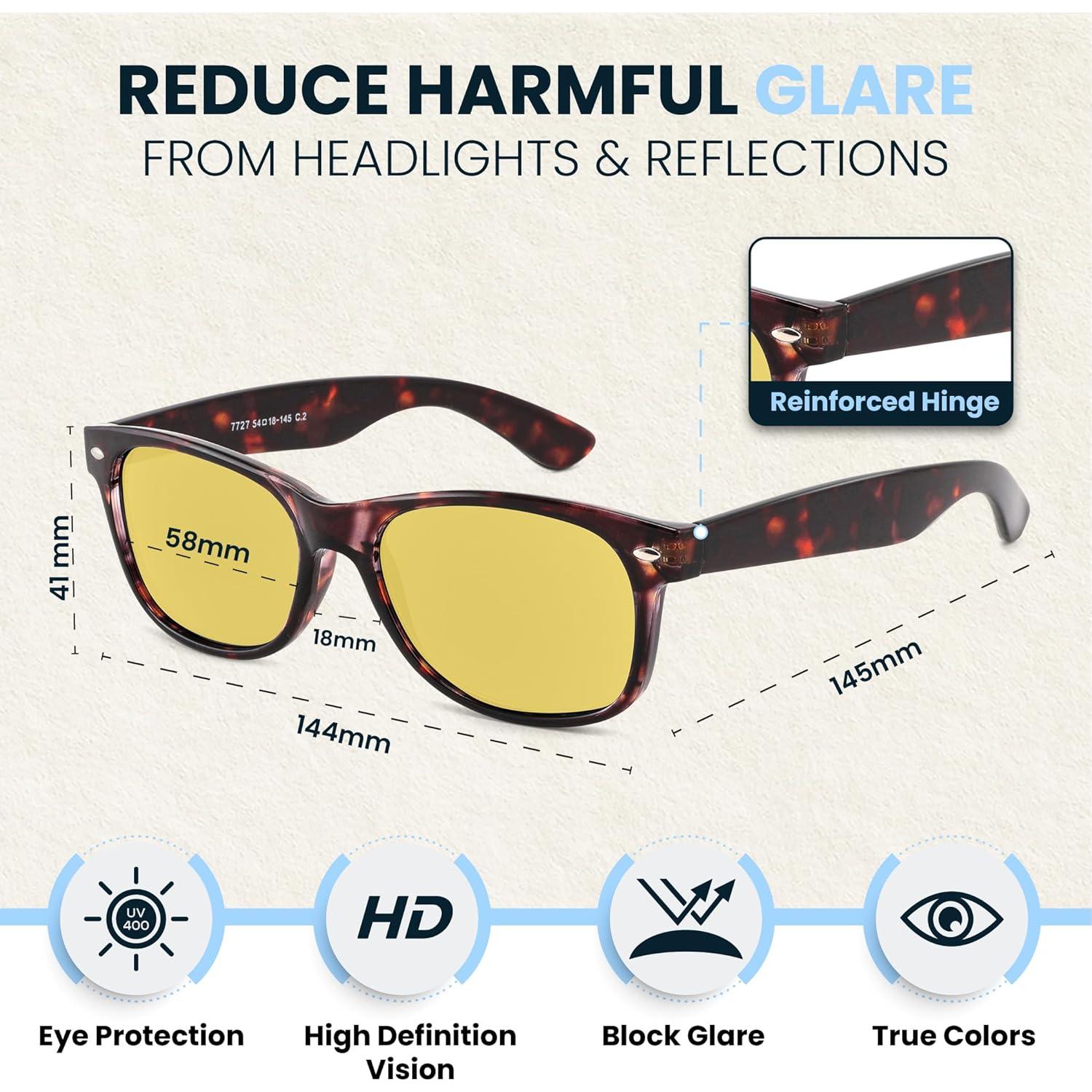 Gafas de Conducir de Noche Yogo Vision - Paquete de 3 Unisex