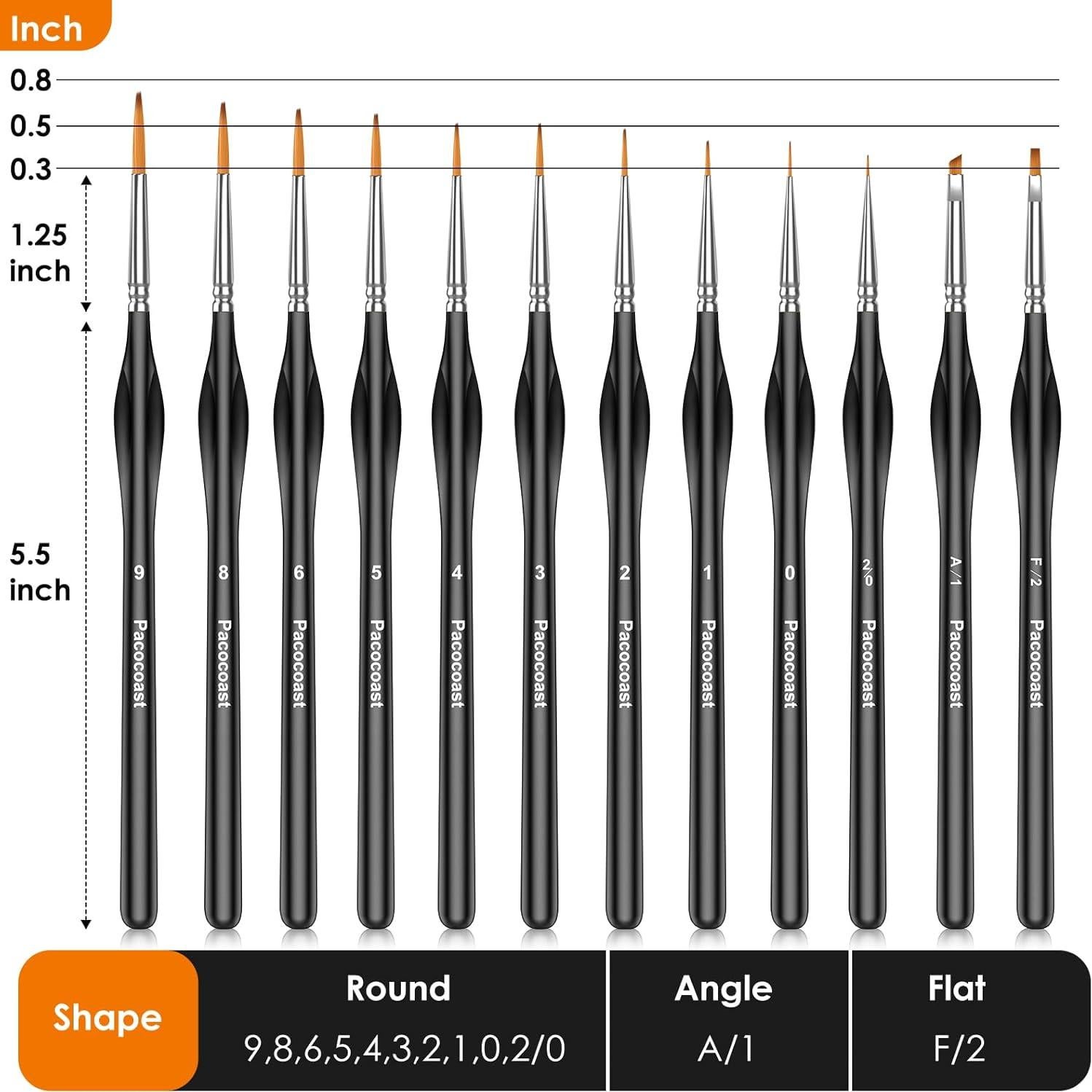 Juego de 12 Pinceles Miniatura Pacocoast Detalle Fino
