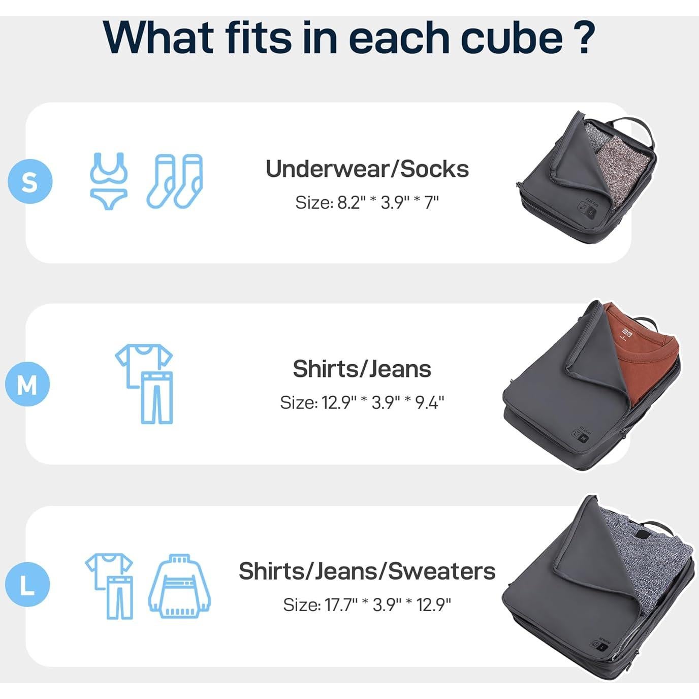 Cubos de Empaque EPICKA 4 Piezas Ultra-Ligeros y Resistentes