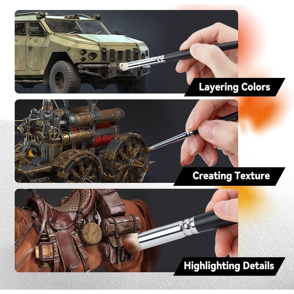 Set de Pinceles Secos Transon 8 Piezas para Miniaturas