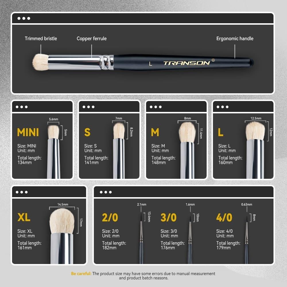 Set de Pinceles Secos Transon 8 Piezas para Miniaturas