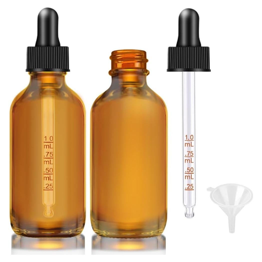 Botellas de gotero de vidrio ámbar 2 oz - Bumobum - Paquete de 2