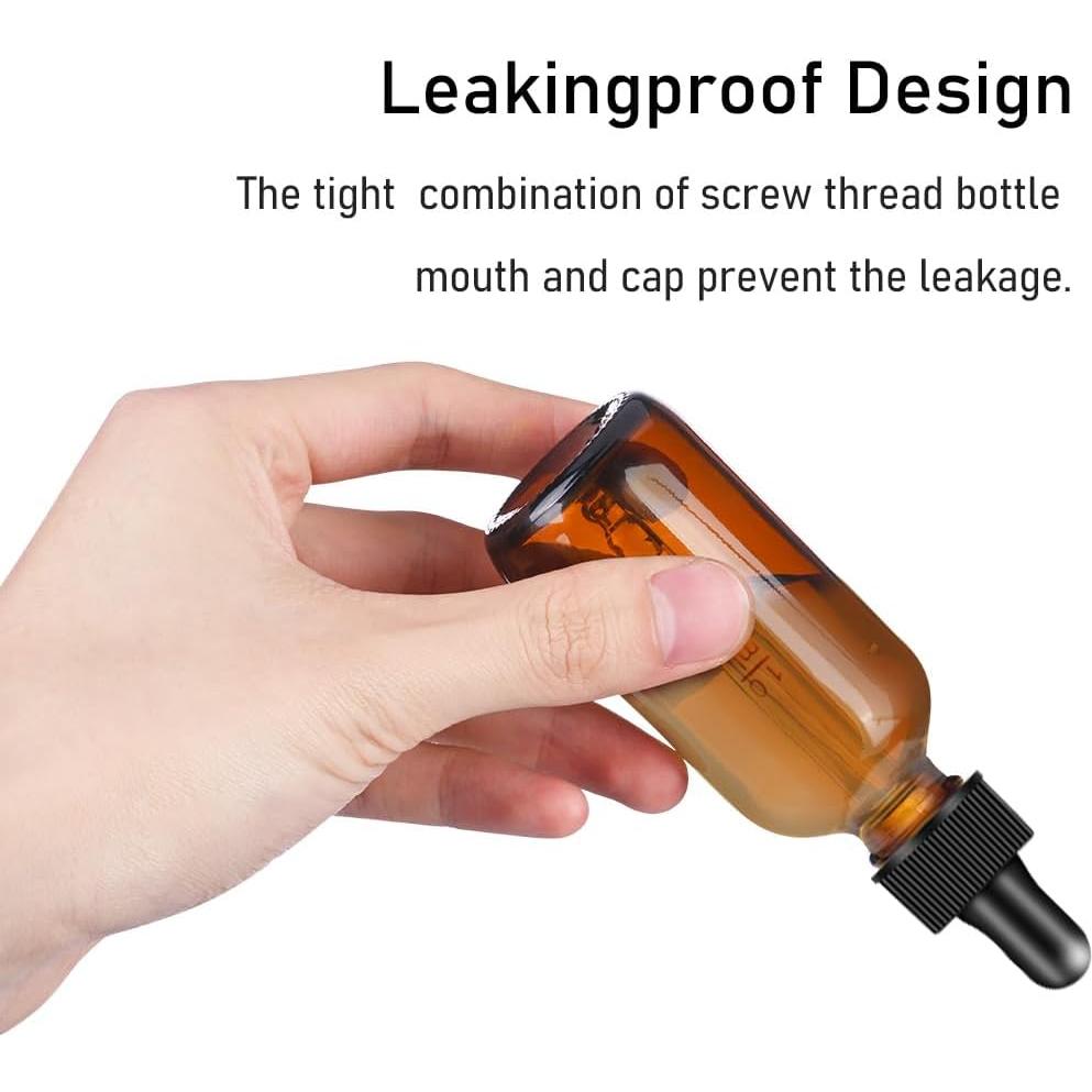 Botellas de gotero de vidrio ámbar 2 oz - Bumobum - Paquete de 2