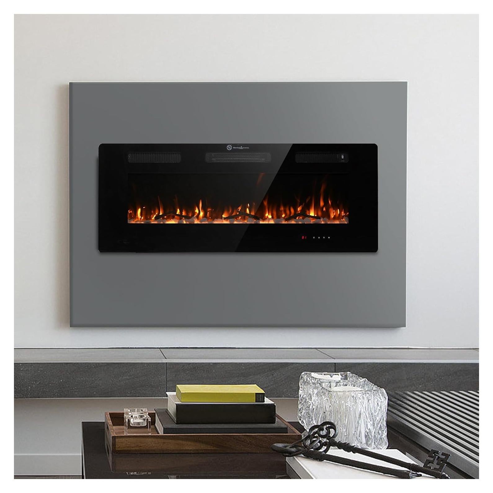 Chimenea Eléctrica Montada en Pared FODINGHILL 127x50cm 700W/1400W