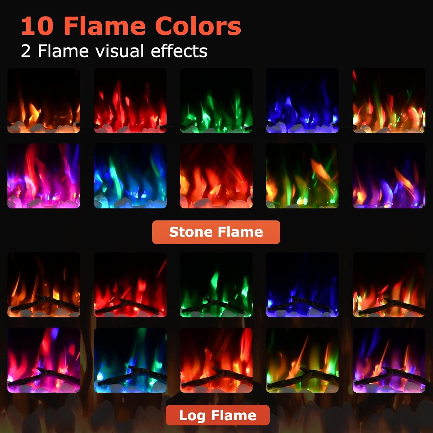 Chimenea Eléctrica Montada en Pared FODINGHILL 127x50cm 700W/1400W