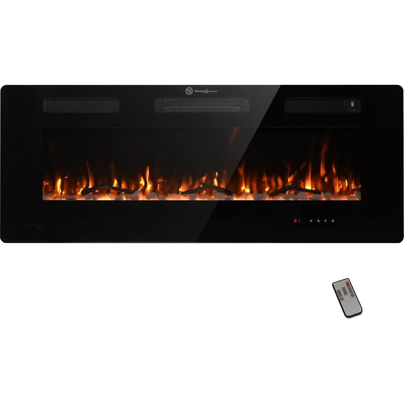 Chimenea Eléctrica Montada en Pared FODINGHILL 127x50cm 700W/1400W