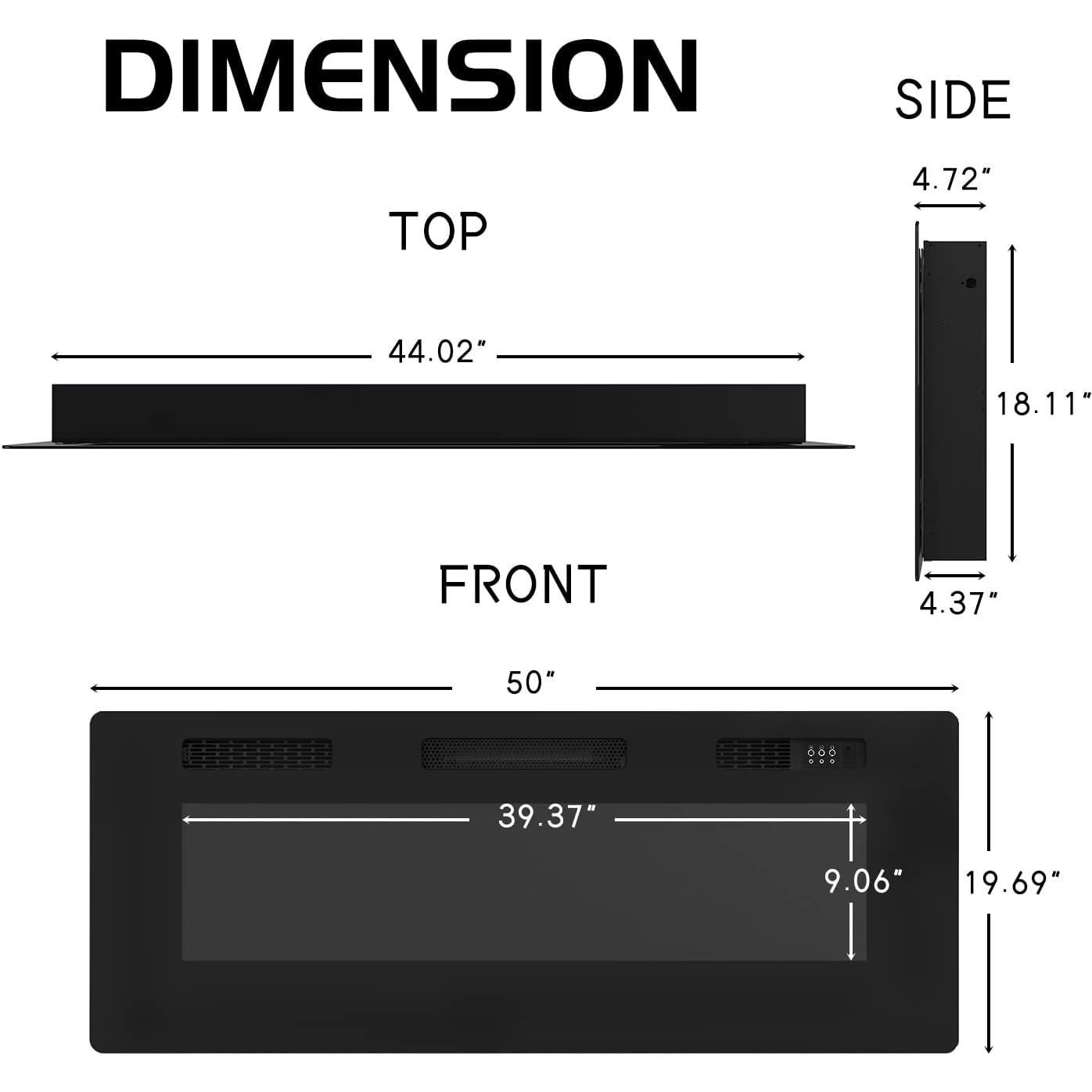 Chimenea Eléctrica Cloud Mountain 127x50cm Ultra Delgado 700W/1400W