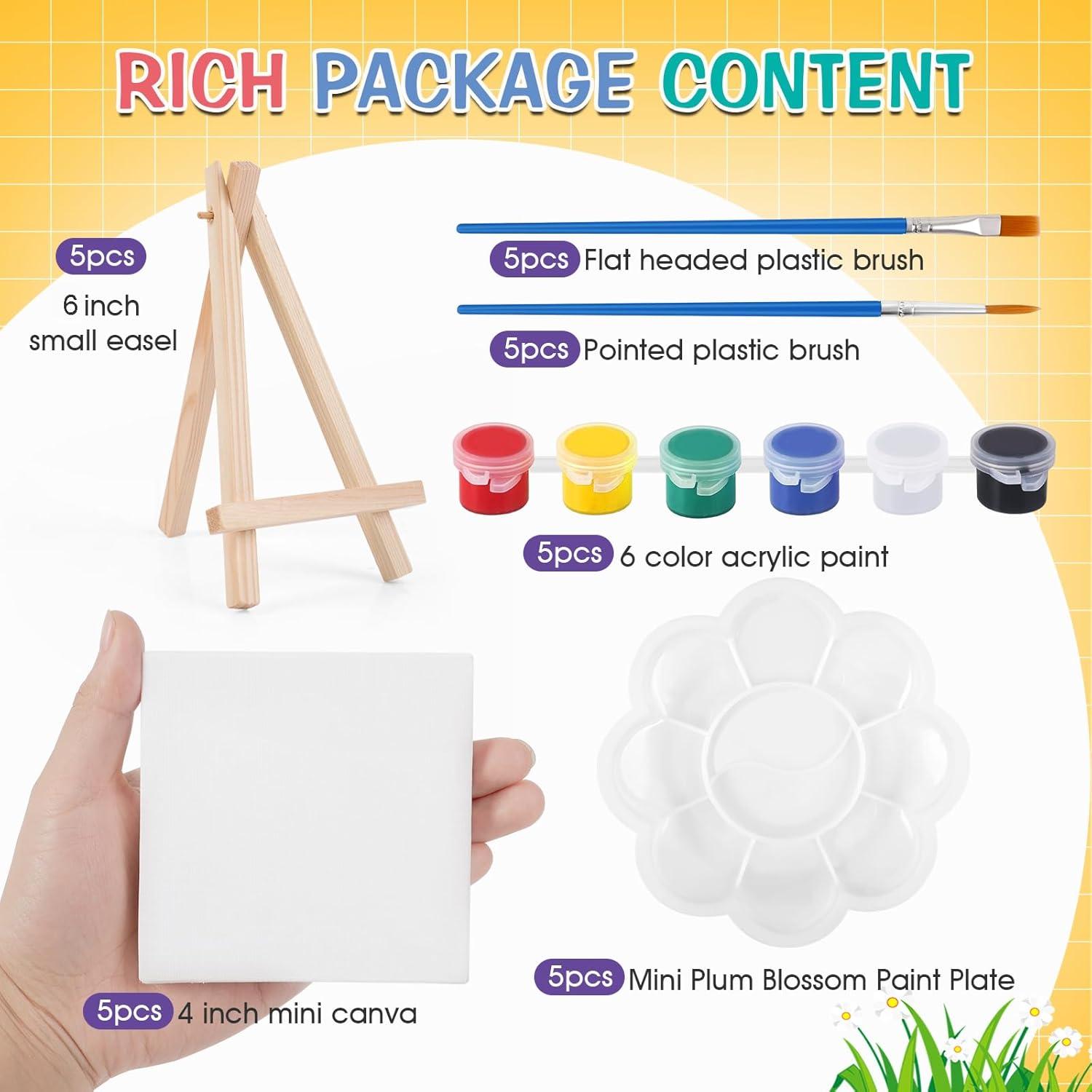 Kit de Pintura Acrílica ESRICH 5 Sets Mini Lienzos 10,16 cm