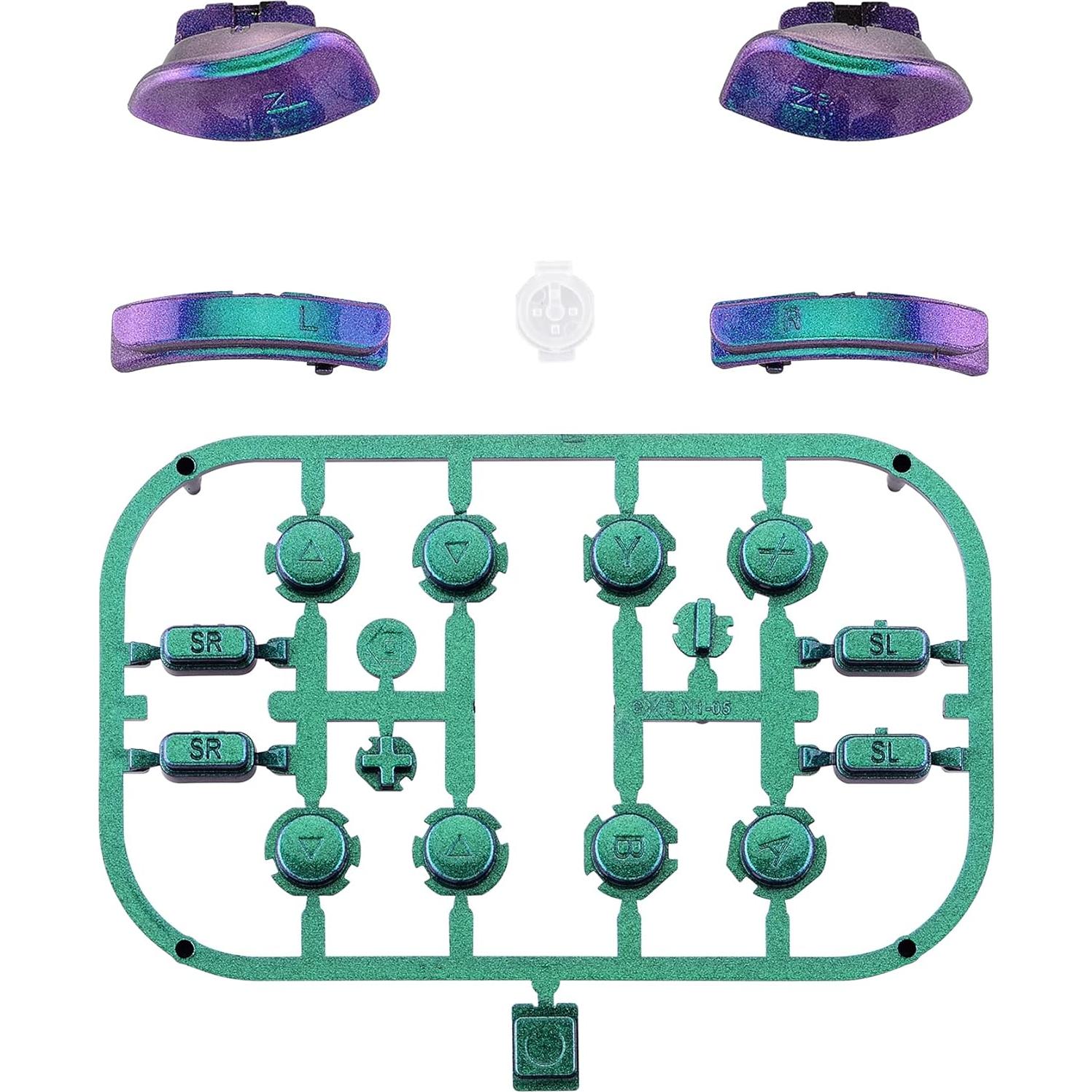 Juego de Botones eXtremeRate Camaleón Verde Púrpura para JoyCon
