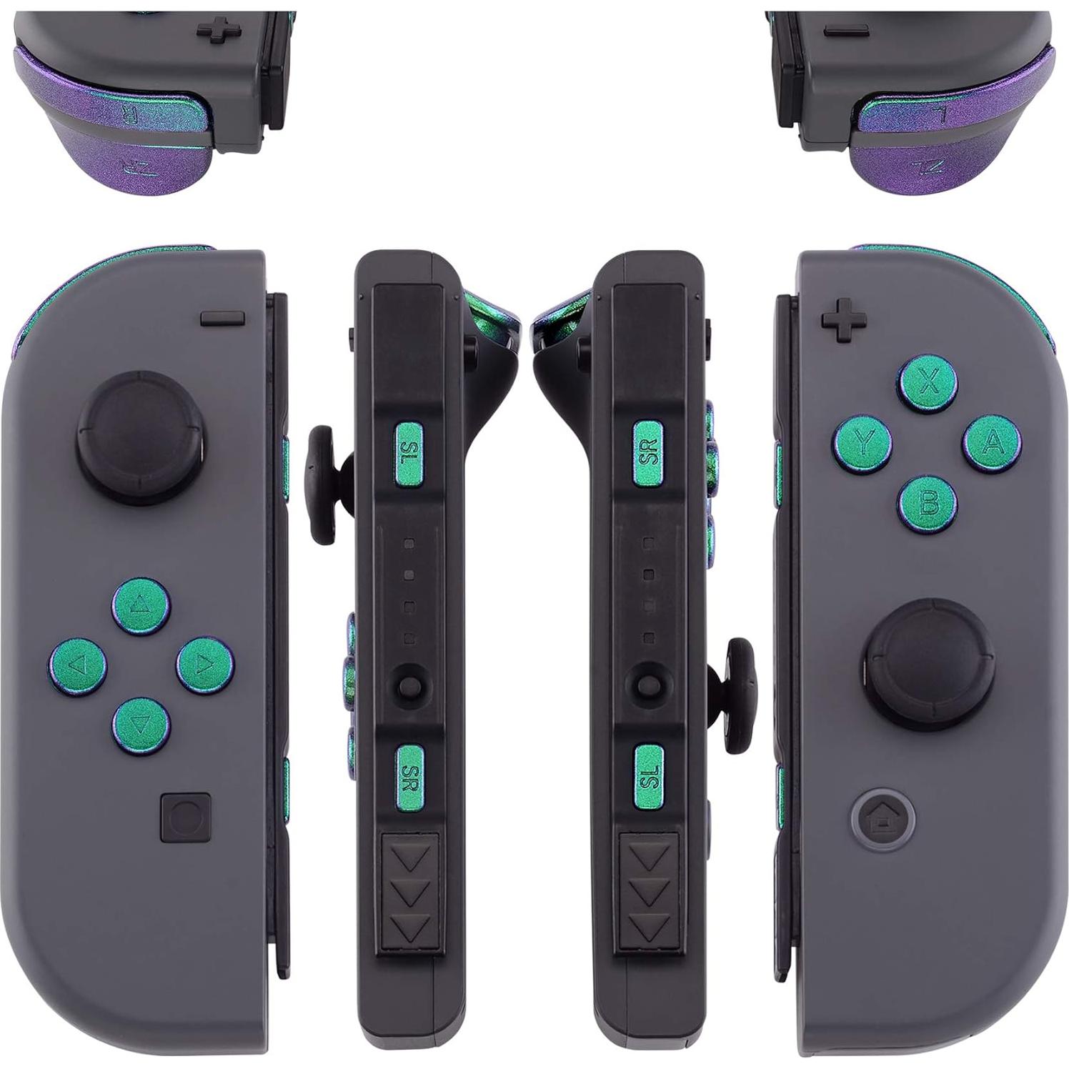Juego de Botones eXtremeRate Camaleón Verde Púrpura para JoyCon