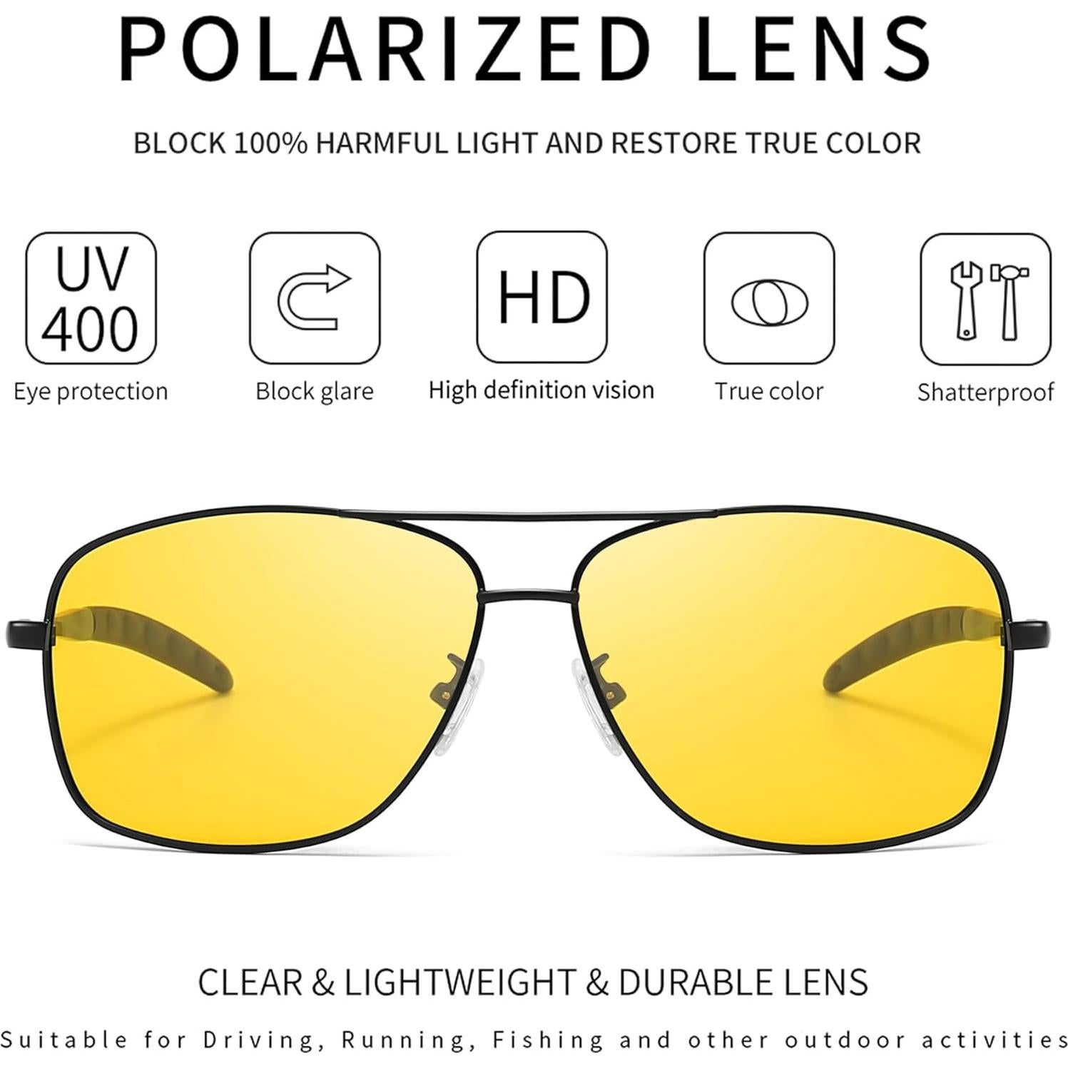 Gafas de sol polarizadas SUNGAIT para hombres, lente amarilla