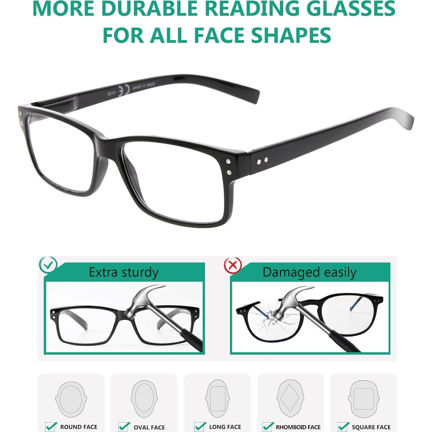 Gafas de Lectura Eyekepper 5 Paquete Hombres 1.5x Claras