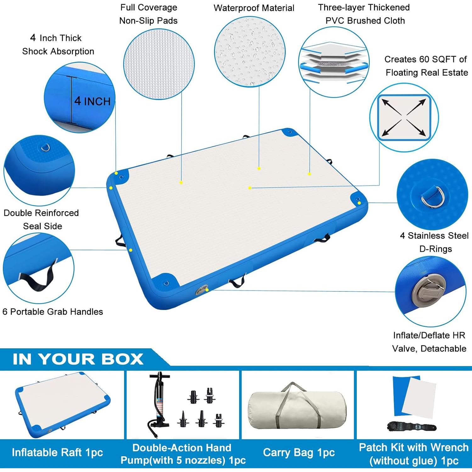 Flotador Inflable GZKYYLEGS 3,05x1,83m Antideslizante