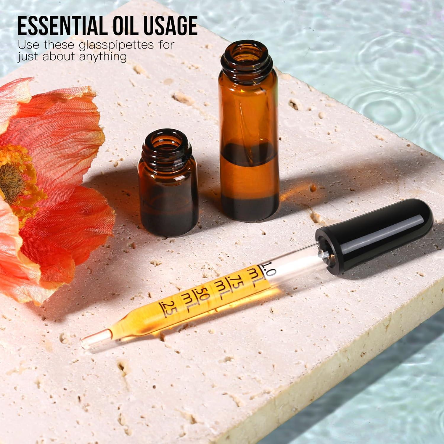 Cuentagotas de Vidrio Teenitor 20 Piezas 1 mL para Aceites