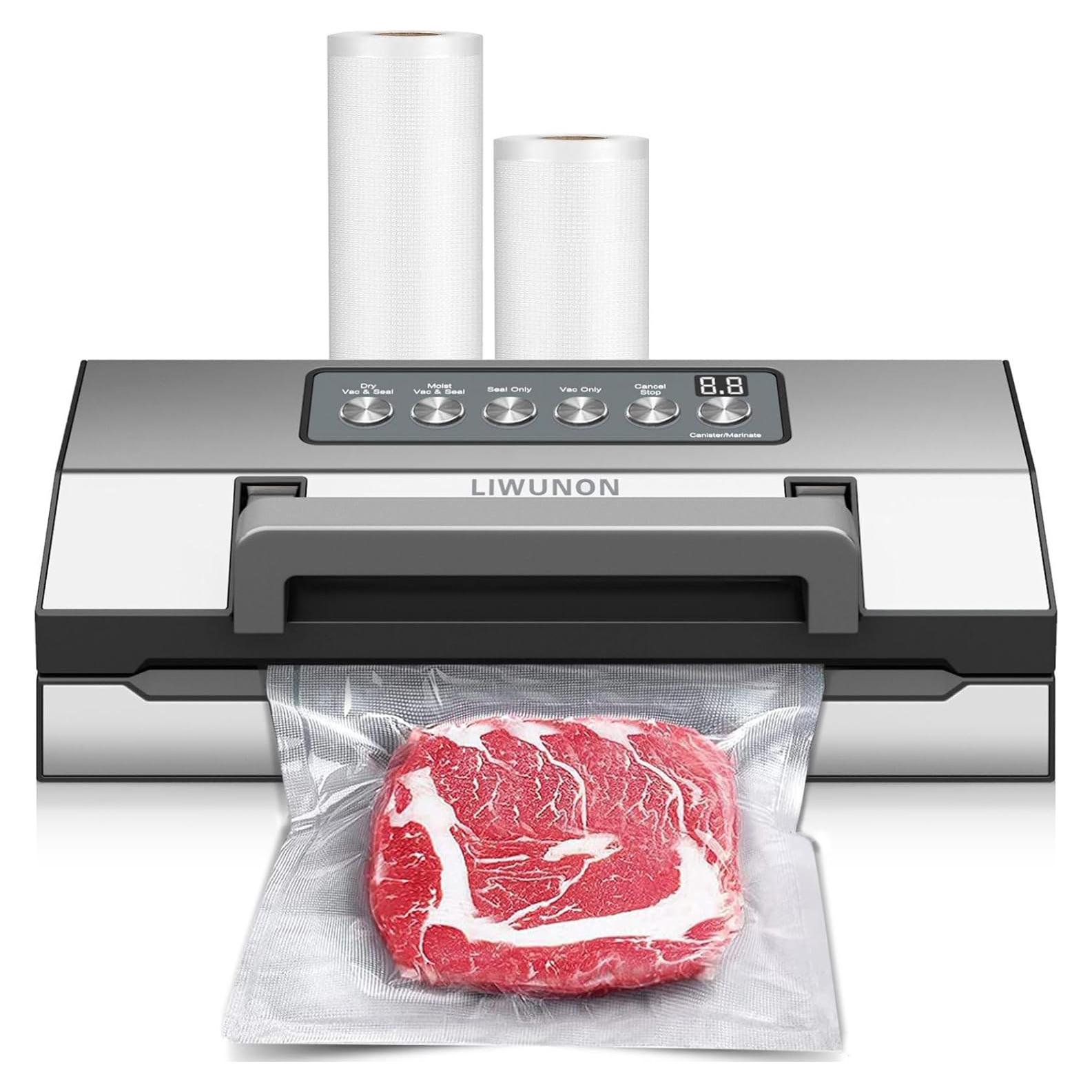 Sellador al Vacío LIWUNON VS8002 Acero Inoxidable Doble Sellado