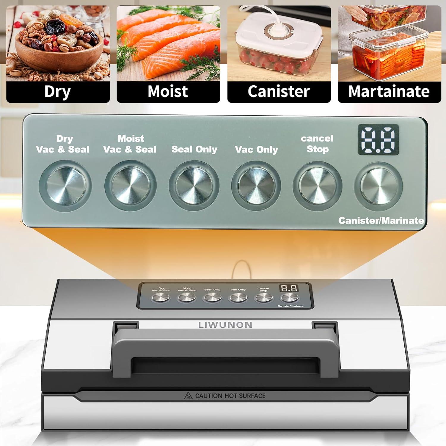 Sellador al Vacío LIWUNON VS8002 Acero Inoxidable Doble Sellado