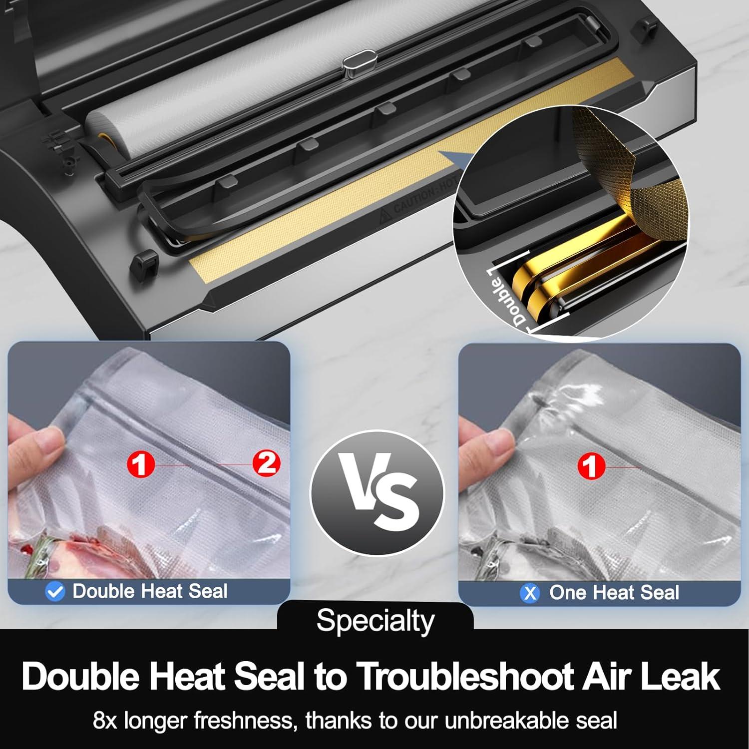 Sellador al Vacío LIWUNON VS8002 Acero Inoxidable Doble Sellado