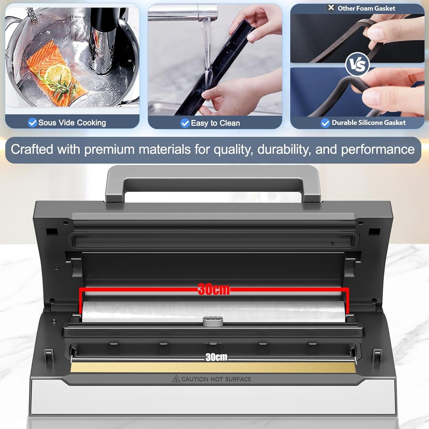 Sellador al Vacío LIWUNON VS8002 Acero Inoxidable Doble Sellado