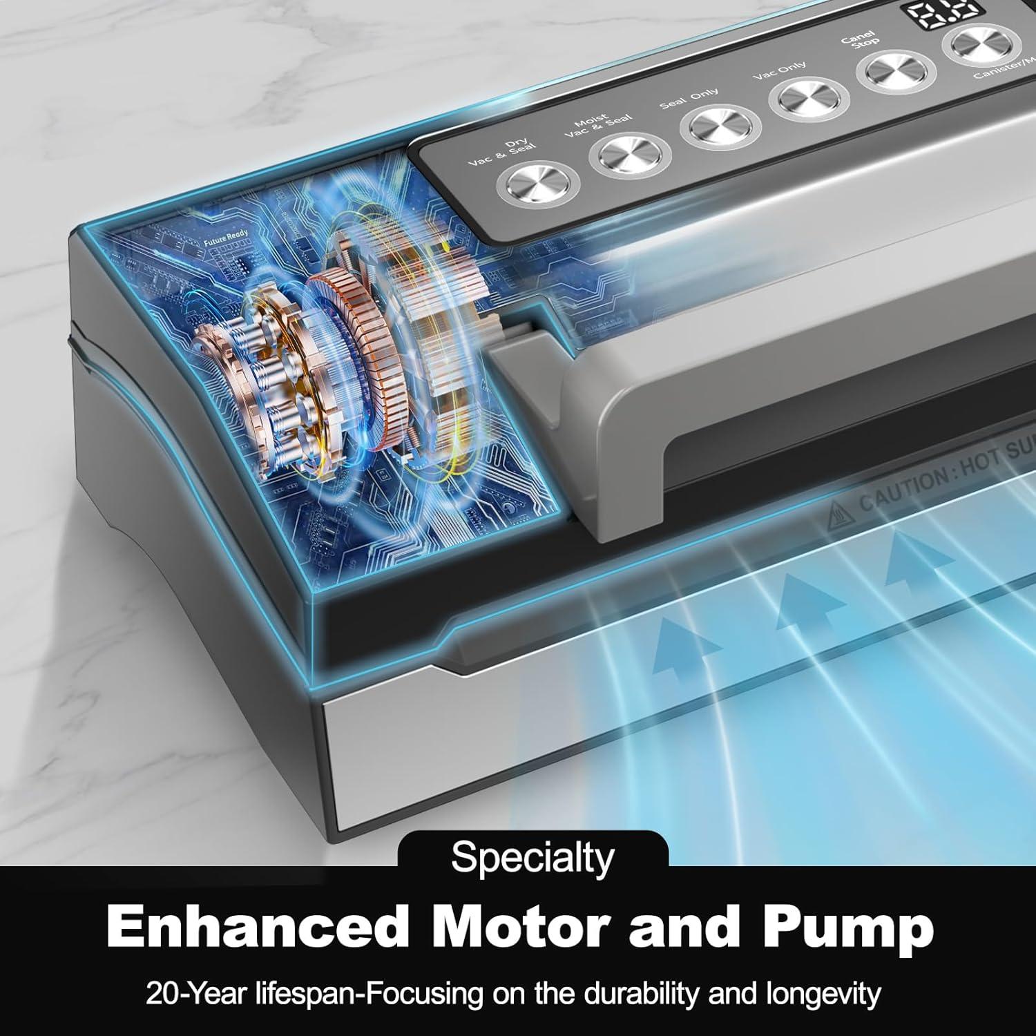 Sellador al Vacío LIWUNON VS8002 Acero Inoxidable Doble Sellado