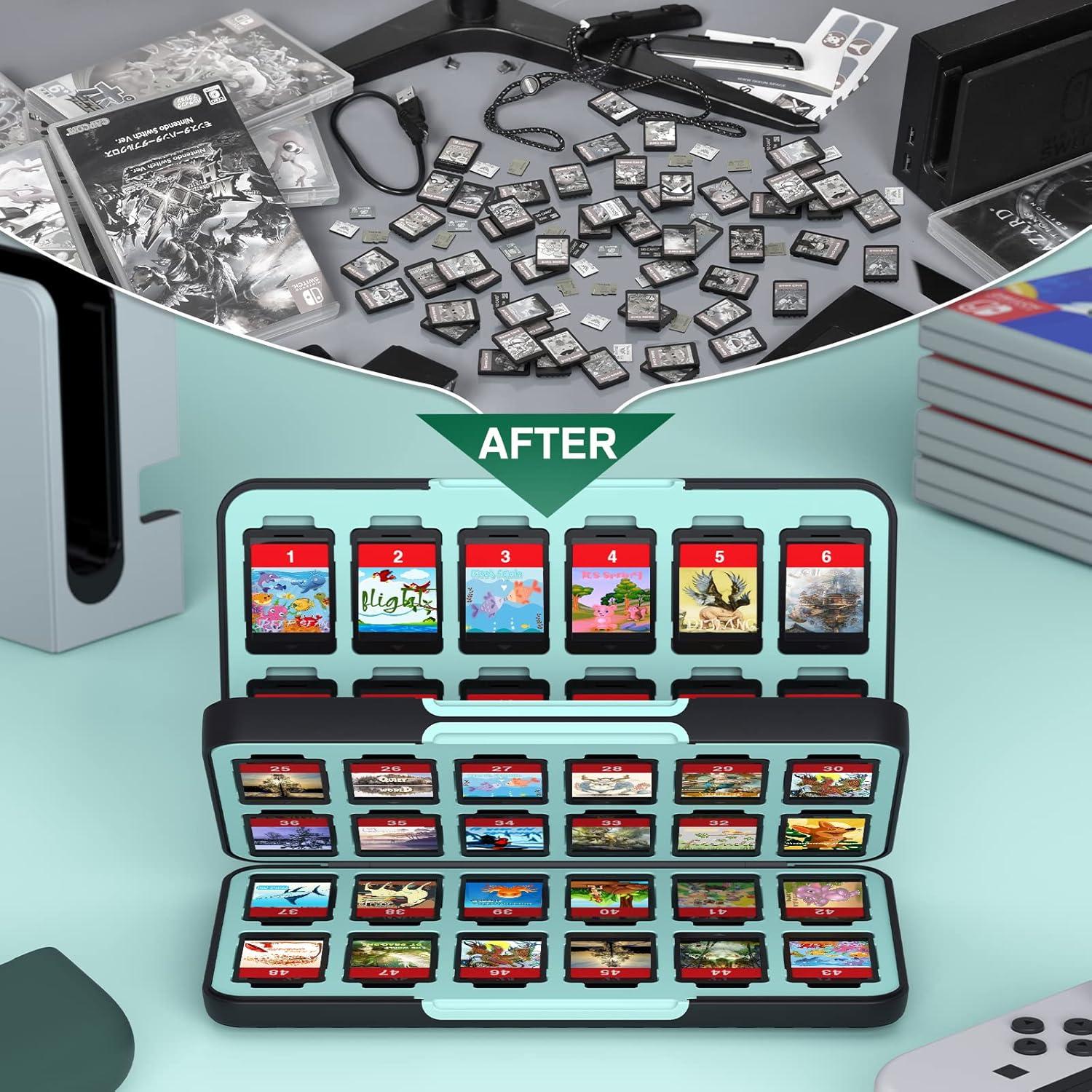 Estuche Duro CYKOARMOR para 48 Juegos Nintendo Switch - Azul Negro