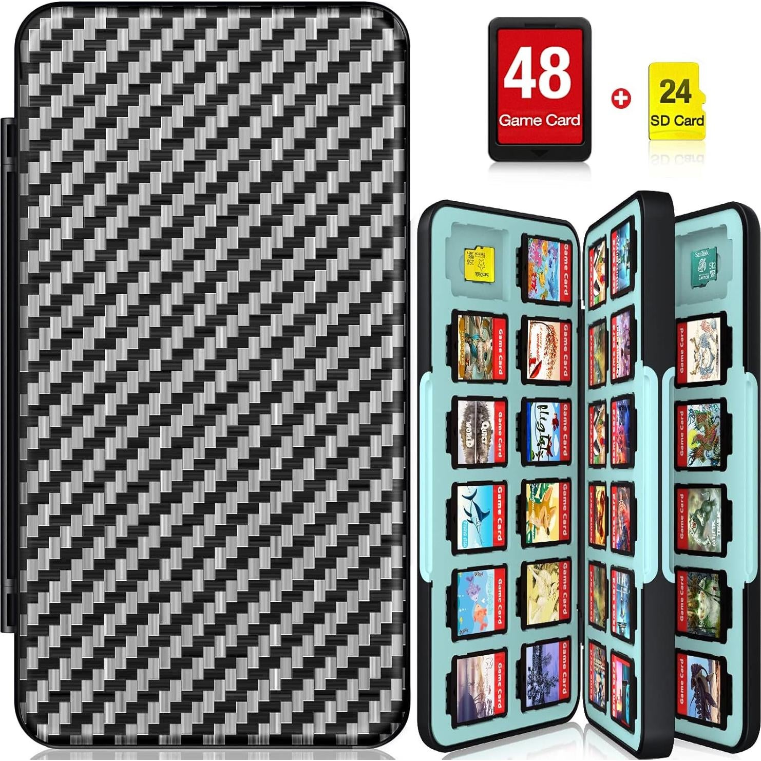 Estuche Duro CYKOARMOR para 48 Juegos Nintendo Switch - Azul Negro