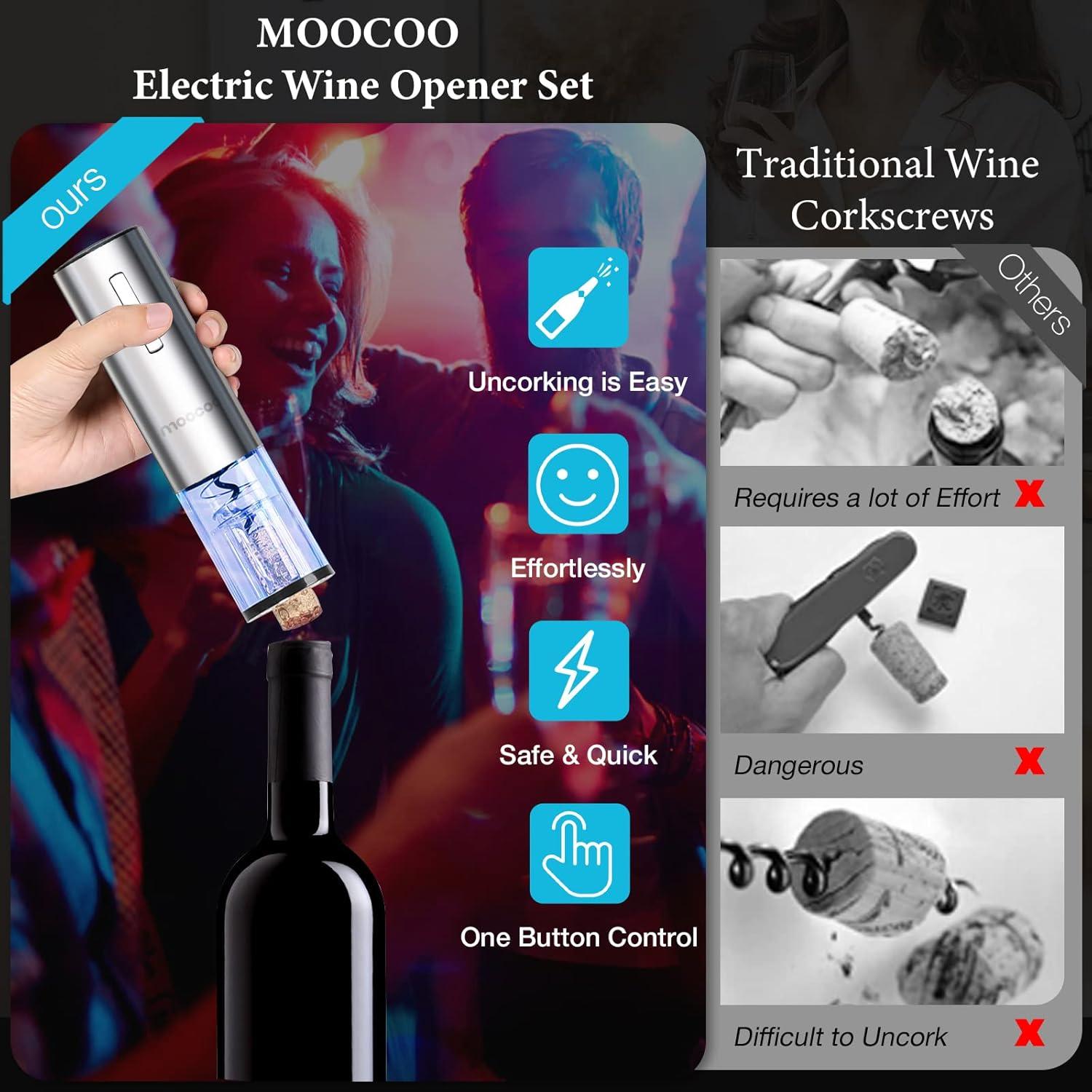 Abridor de Vino Eléctrico Moocoo KPQ-SL Set Completo