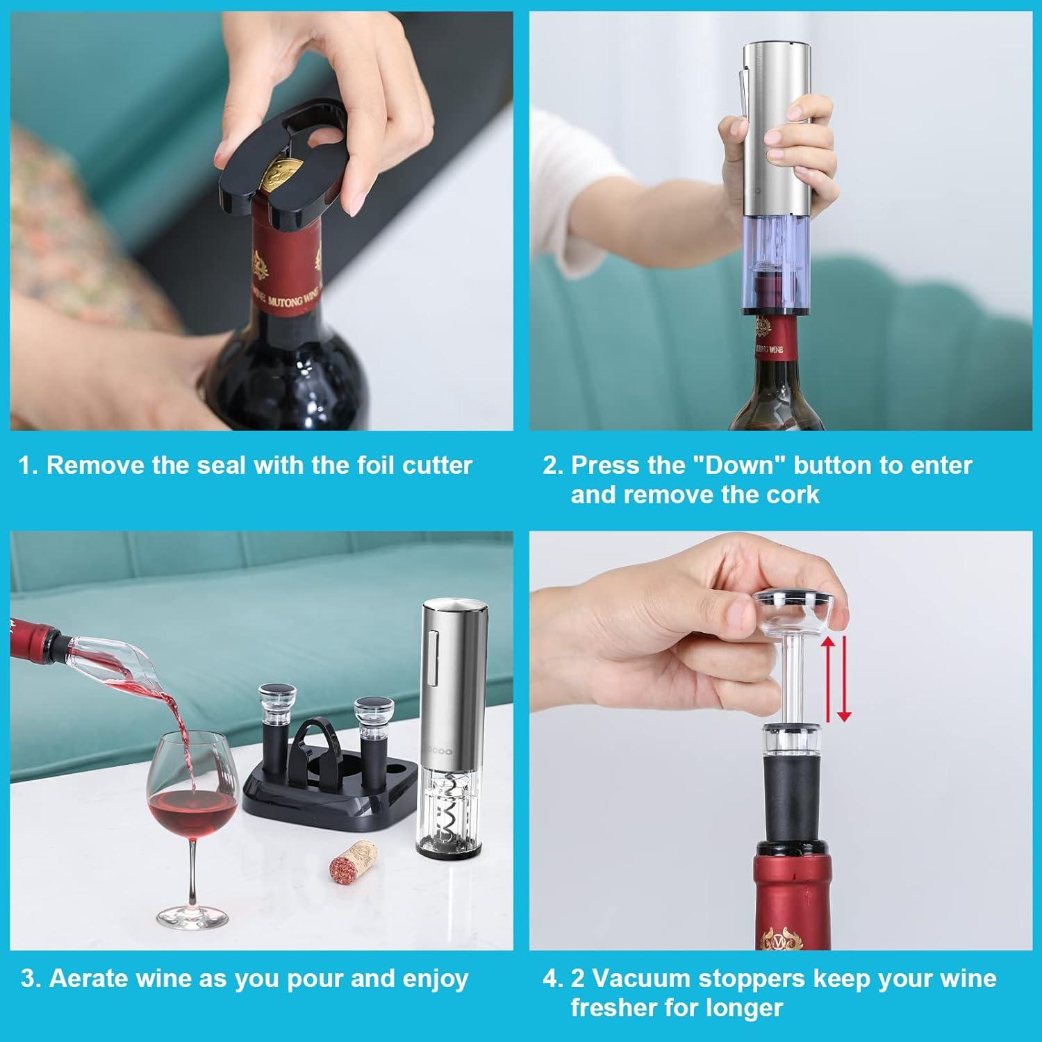 Abridor de Vino Eléctrico Moocoo KPQ-SL Set Completo