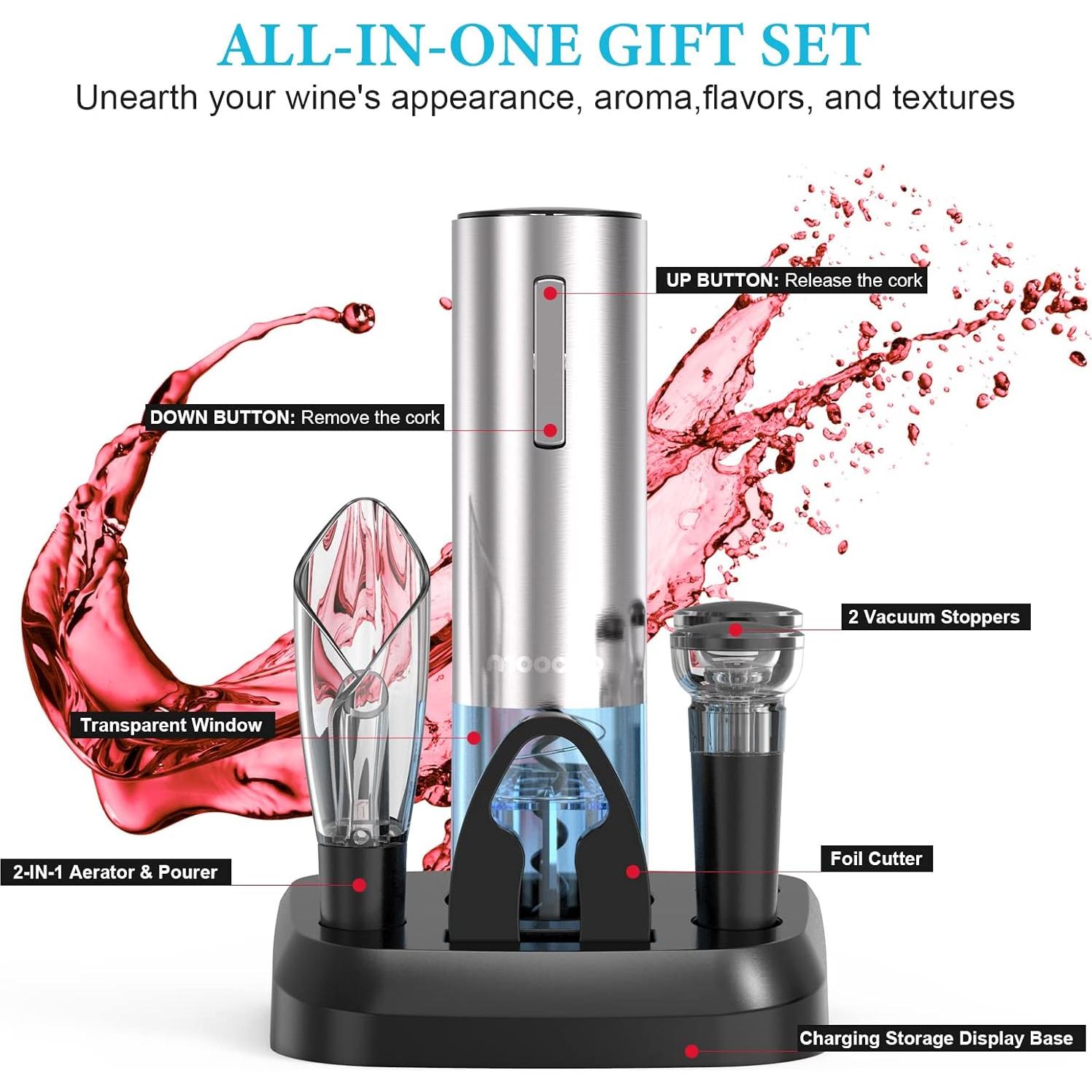 Abridor de Vino Eléctrico Moocoo KPQ-SL Set Completo