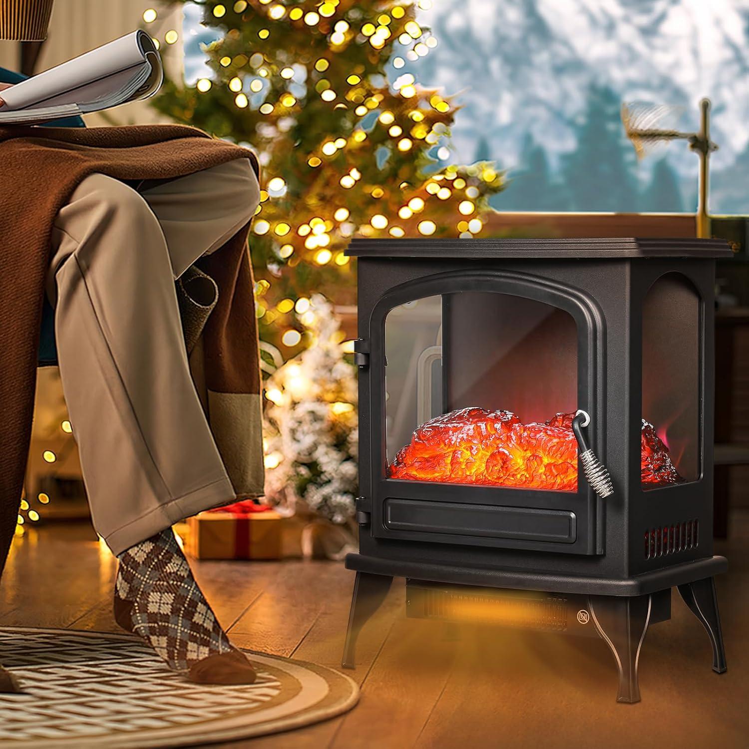 Calentador de Chimenea Eléctrica Polias SF-1817 1400W Negro