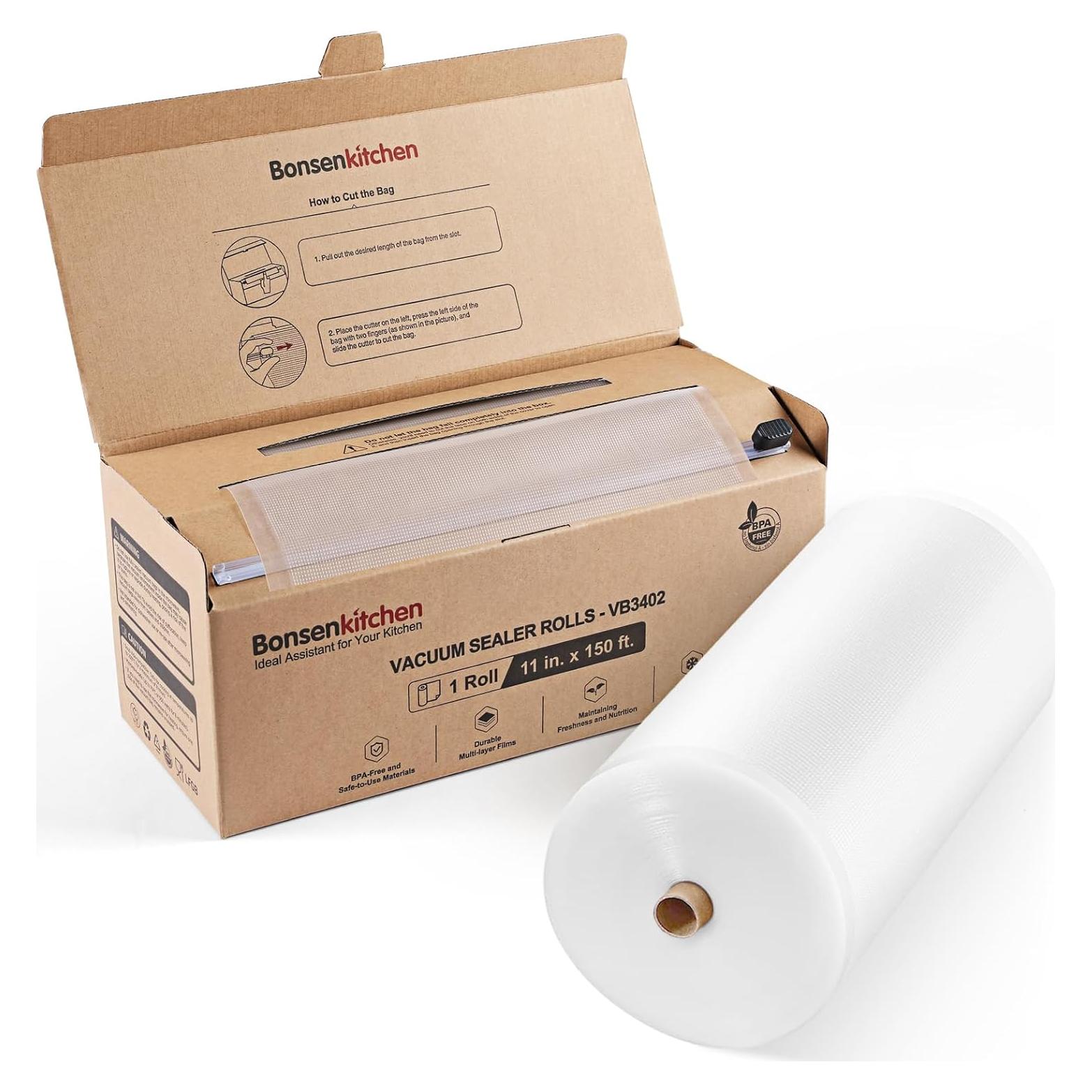 Bolsas de Sellado al Vacío Bonsenkitchen 11" x 45.7m con Cortador