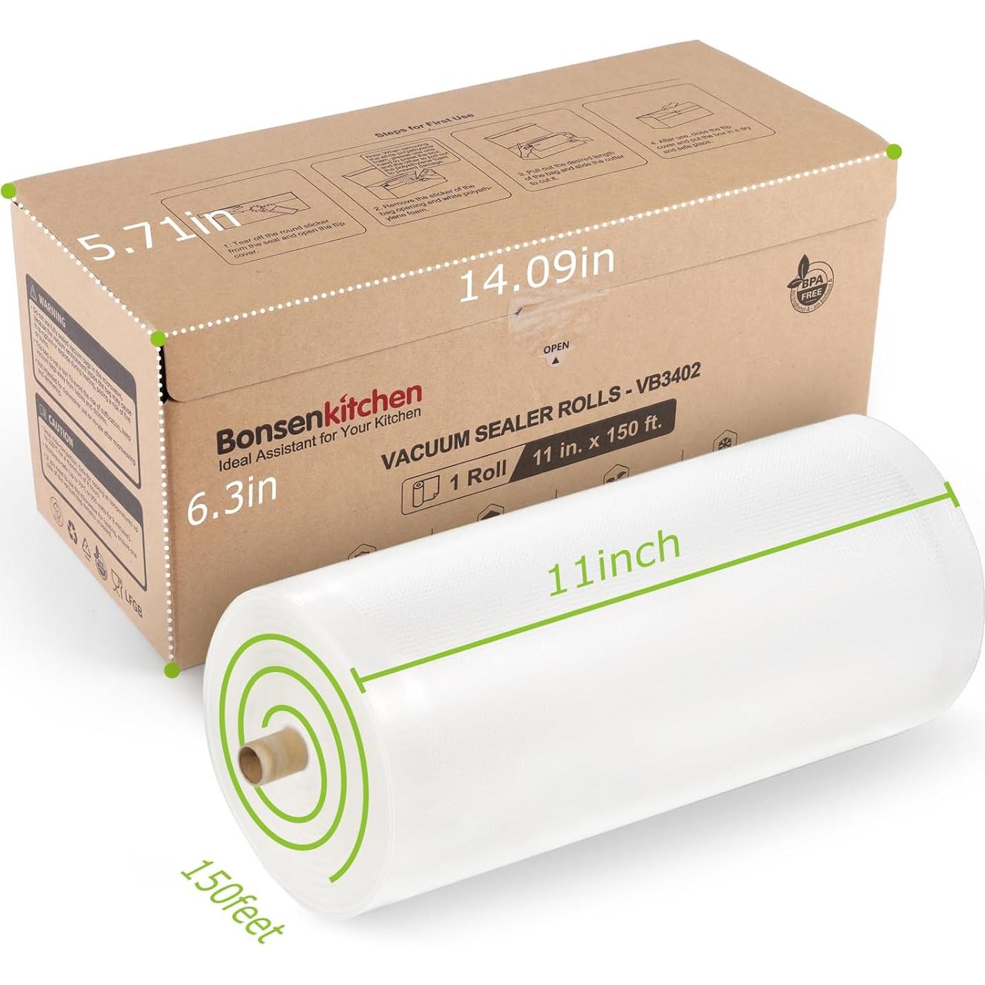 Bolsas de Sellado al Vacío Bonsenkitchen 11" x 45.7m con Cortador