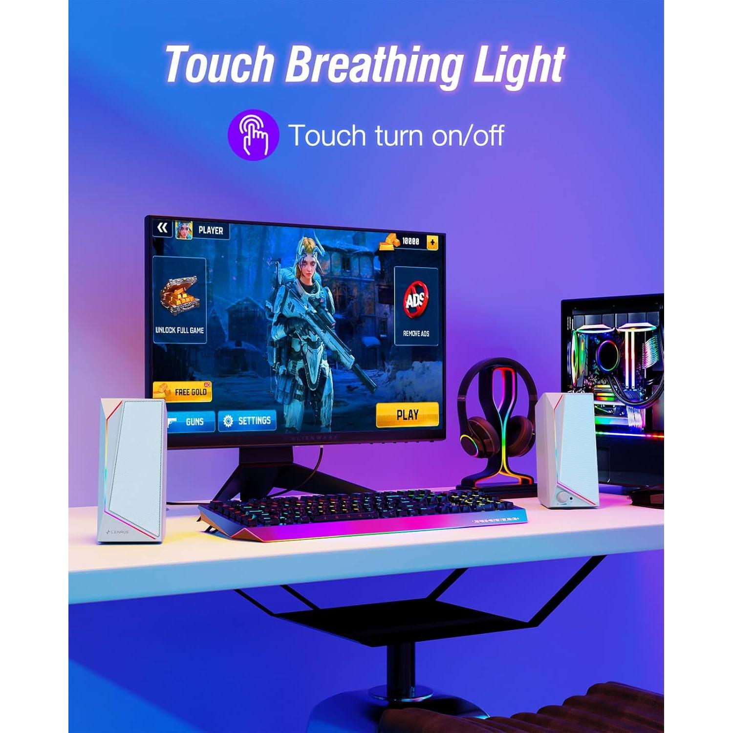 Altavoces LENRUE 1059 para PC USB-C y AUX, 10W Estéreo