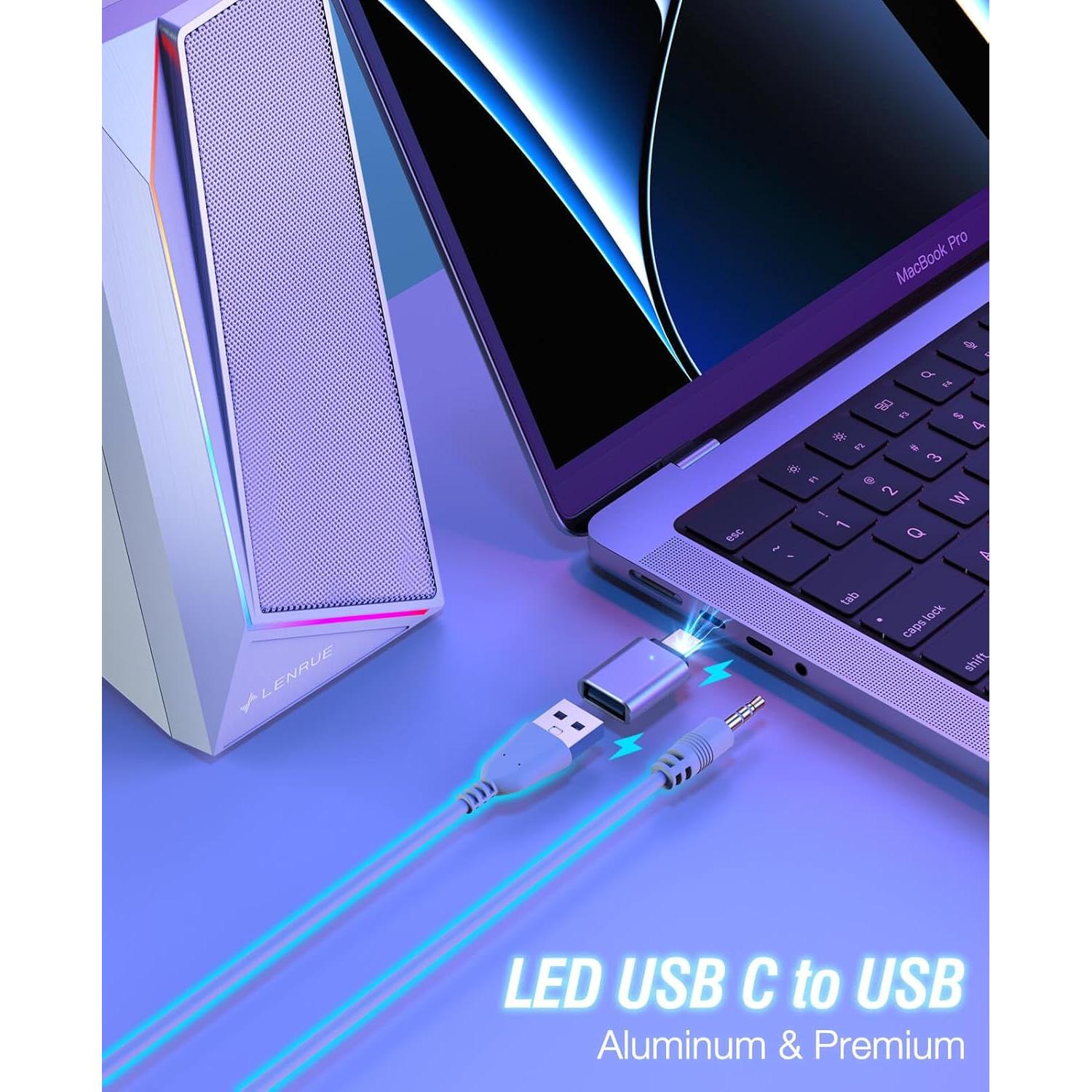 Altavoces LENRUE 1059 para PC USB-C y AUX, 10W Estéreo