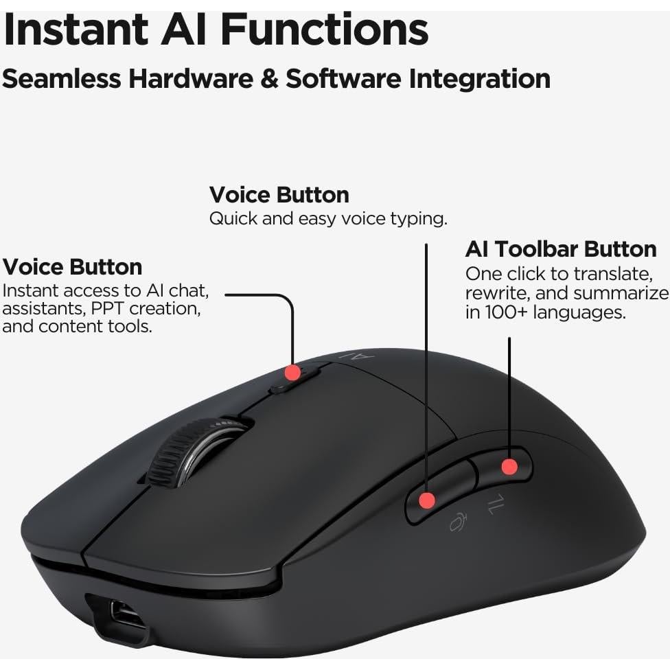 Ratón AI Virtusx Jethro V1 - Grabadora de Voz y Escritura por Voz