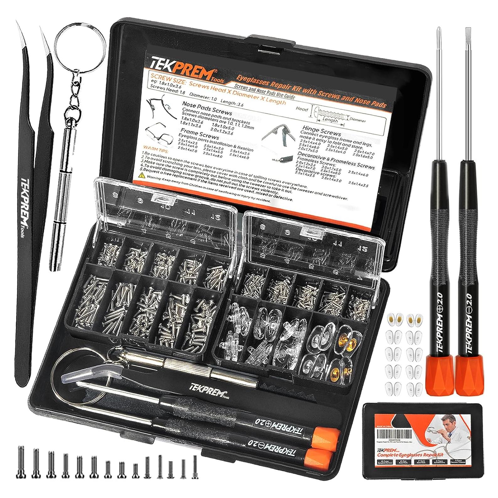 Kit de Reparación de Gafas TEKPREM con Destornilladores y Almohadillas