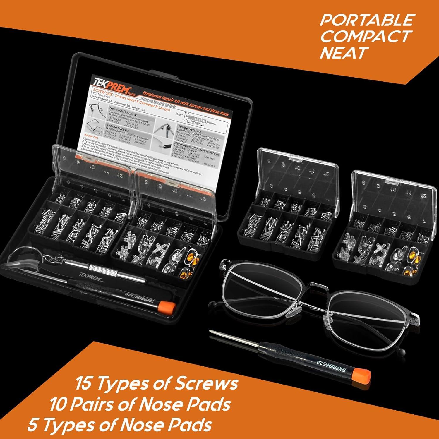 Kit de Reparación de Gafas TEKPREM con Destornilladores y Almohadillas