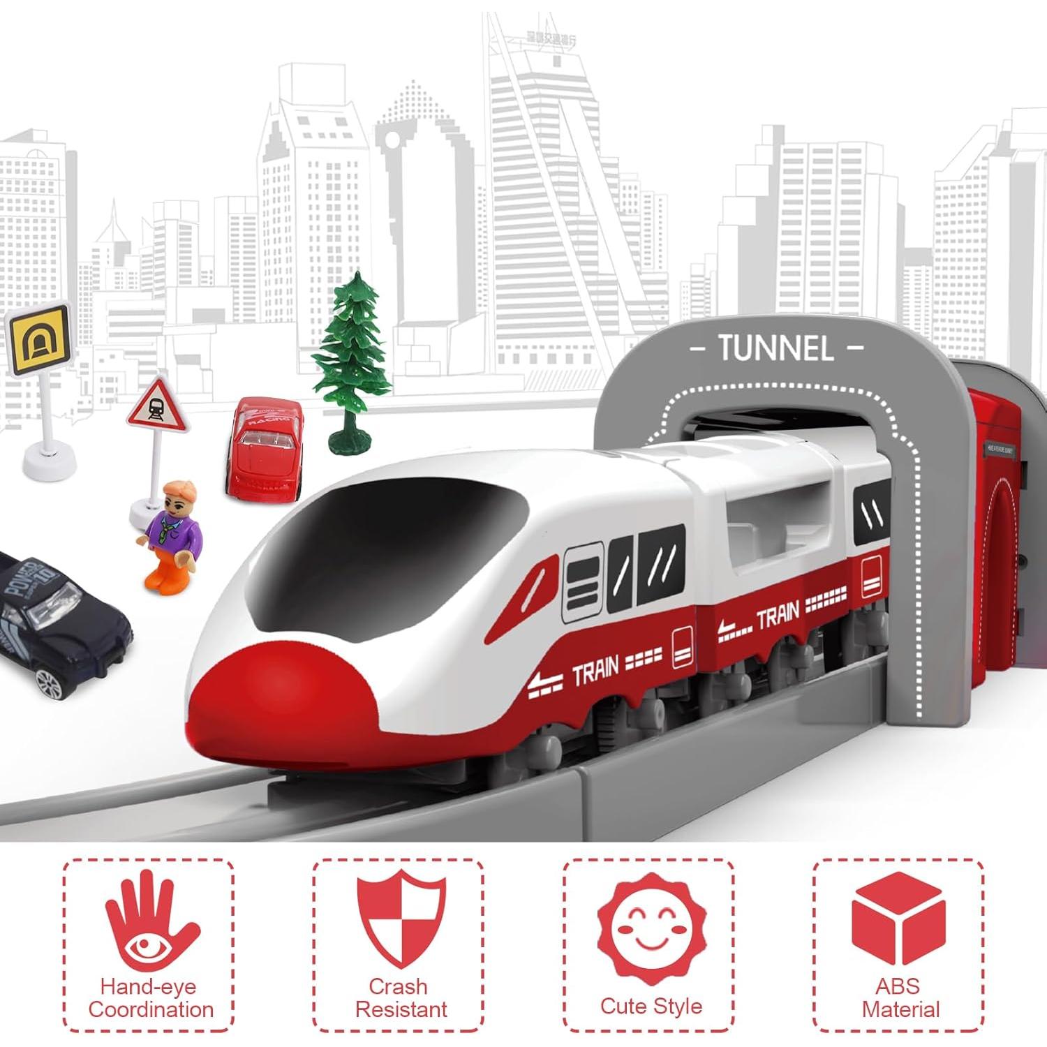 Juego de Trenes para Niños wdmiya 104 Pcs con Batería