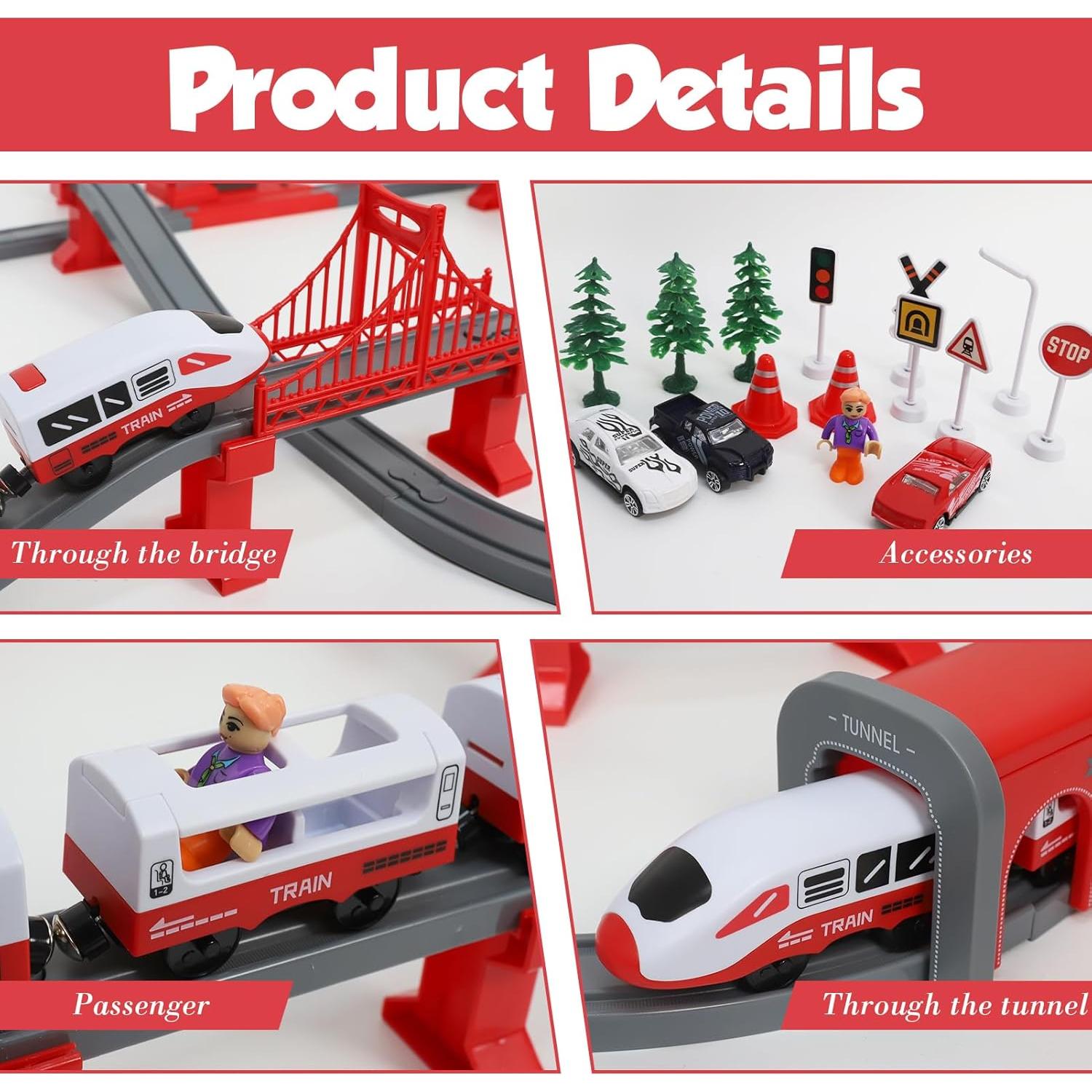 Juego de Trenes para Niños wdmiya 104 Pcs con Batería