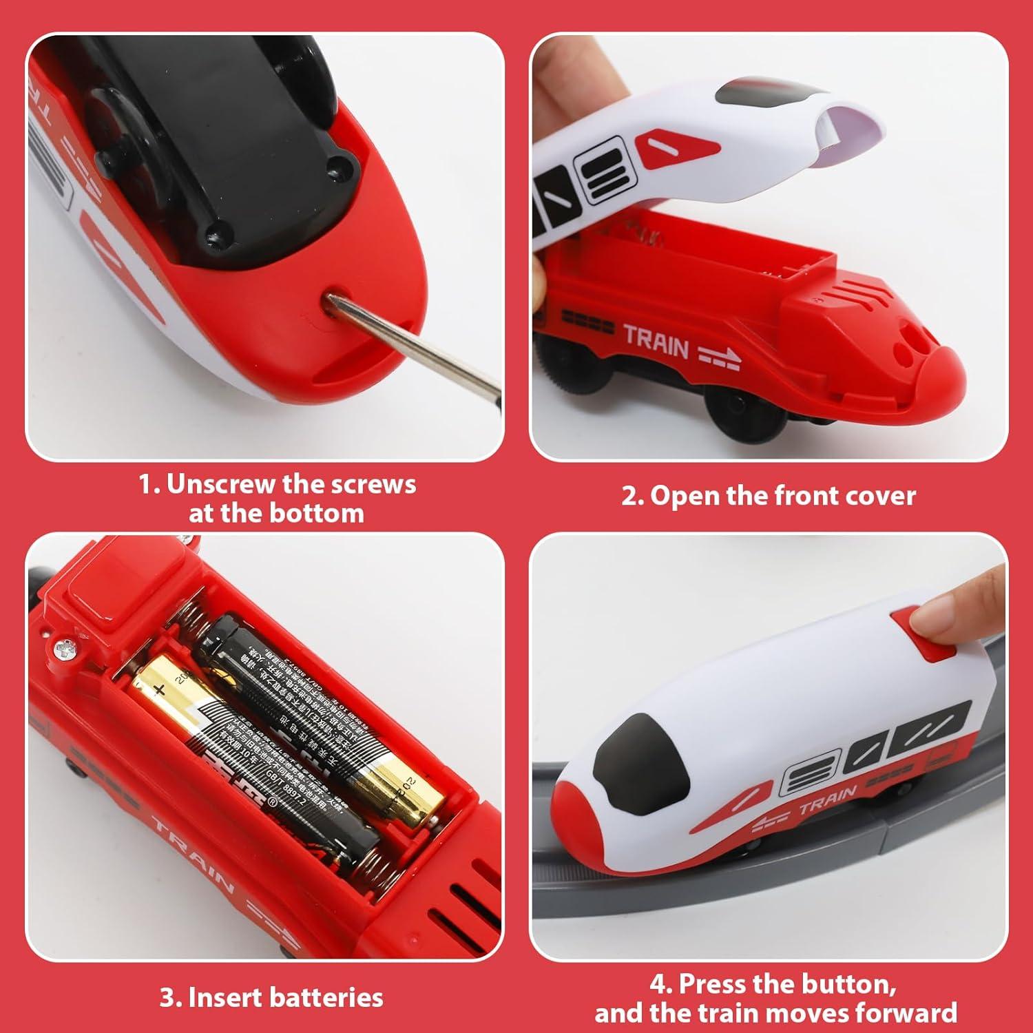 Juego de Trenes para Niños wdmiya 104 Pcs con Batería