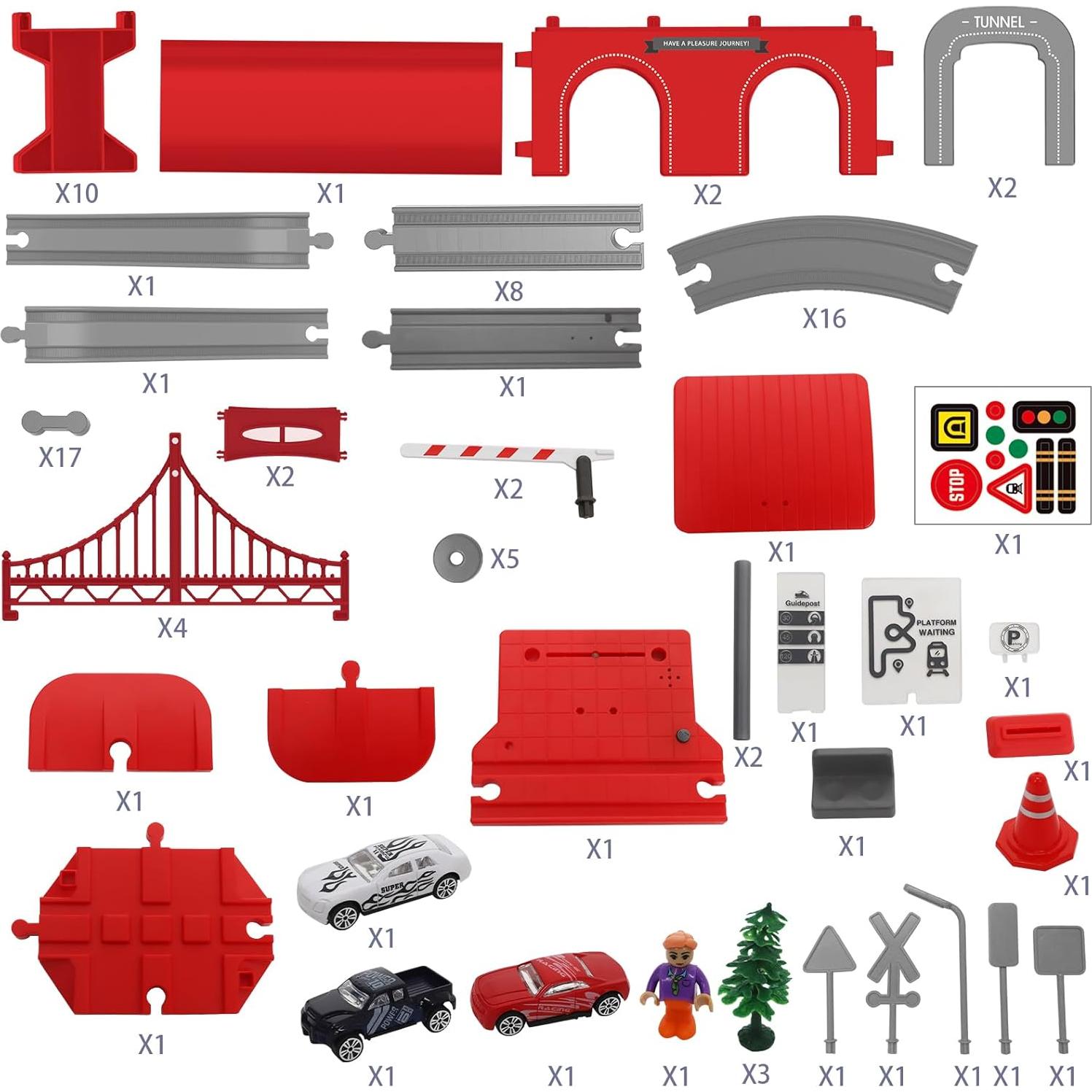 Juego de Trenes para Niños wdmiya 104 Pcs con Batería