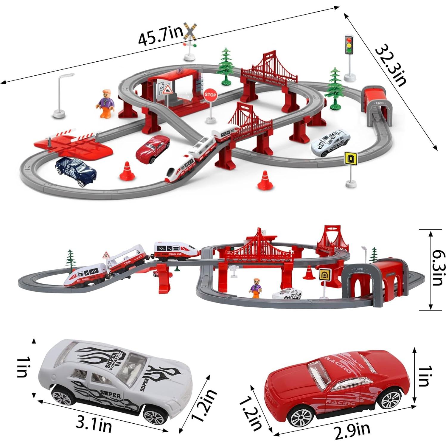 Juego de Trenes para Niños wdmiya 104 Pcs con Batería