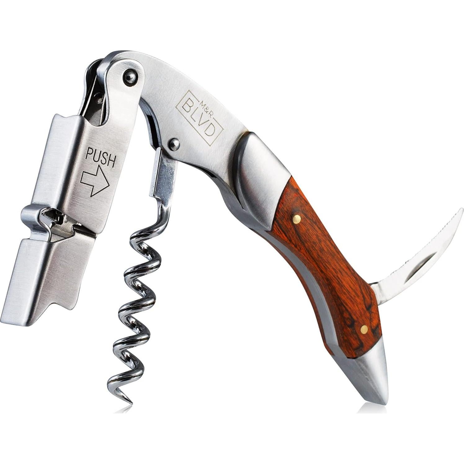 Sacacorchos M&R Blvd. Profesional con Funda de Cuero Vegano