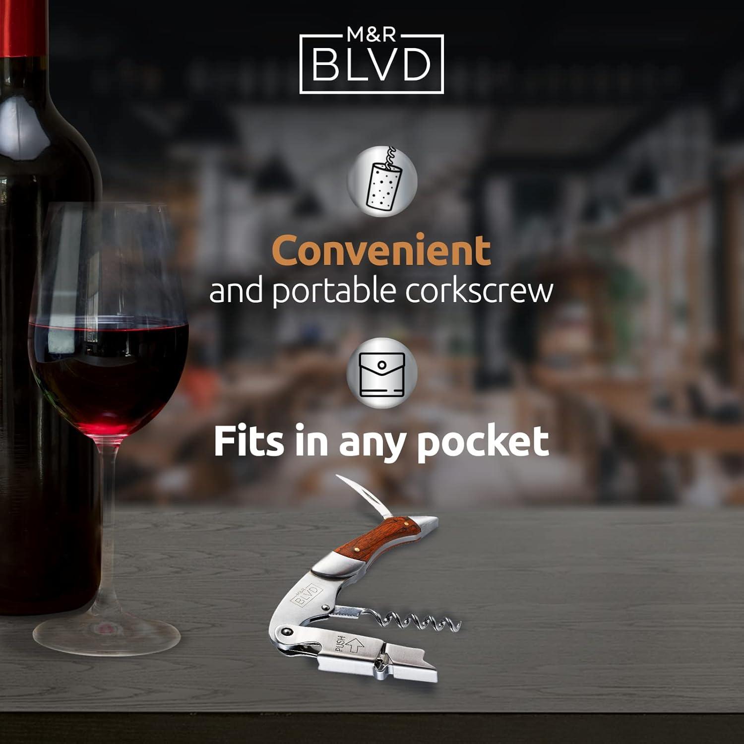 Sacacorchos M&R Blvd. Profesional con Funda de Cuero Vegano